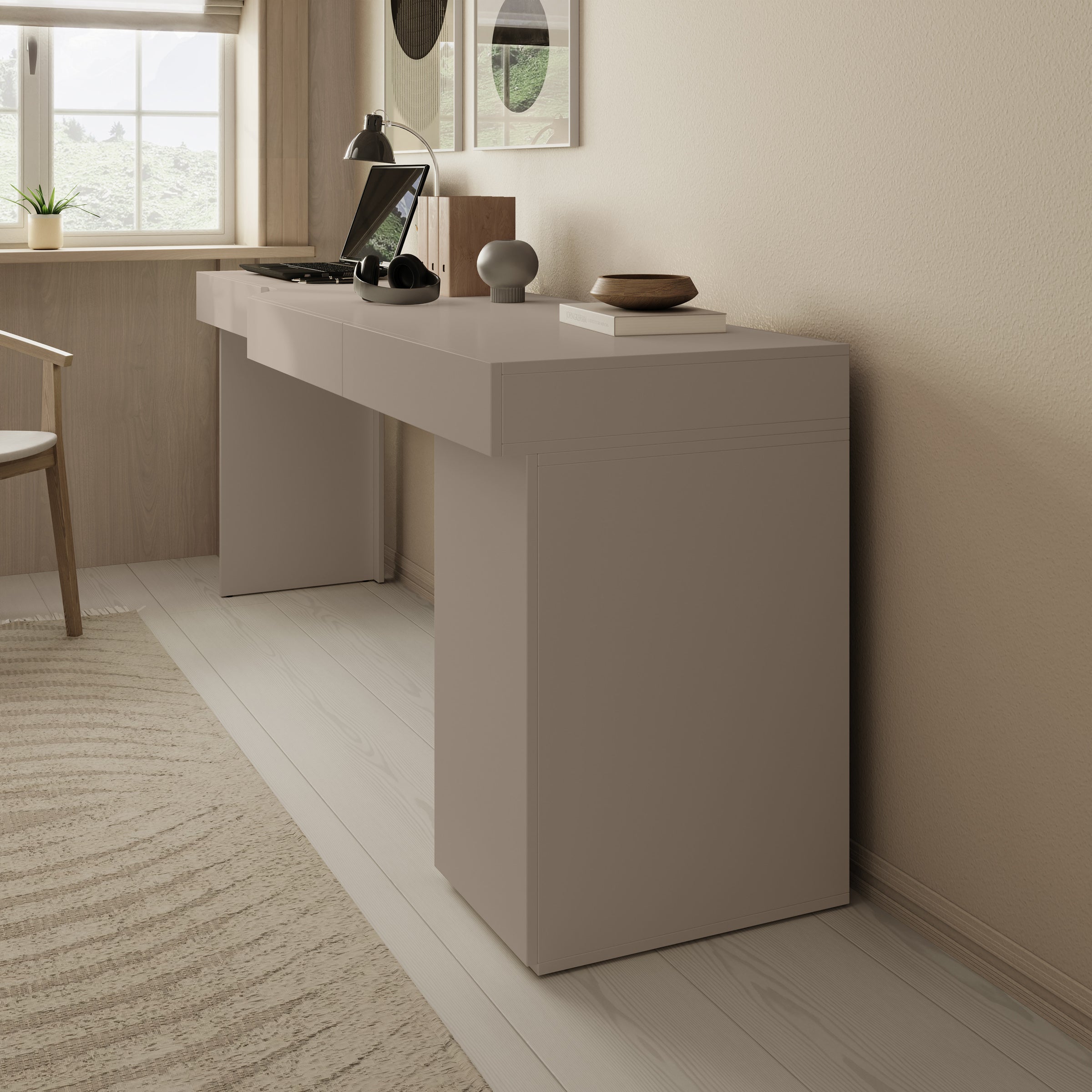 Whenua 2 - Bureau rechts - Beige - 211x55x79 cm