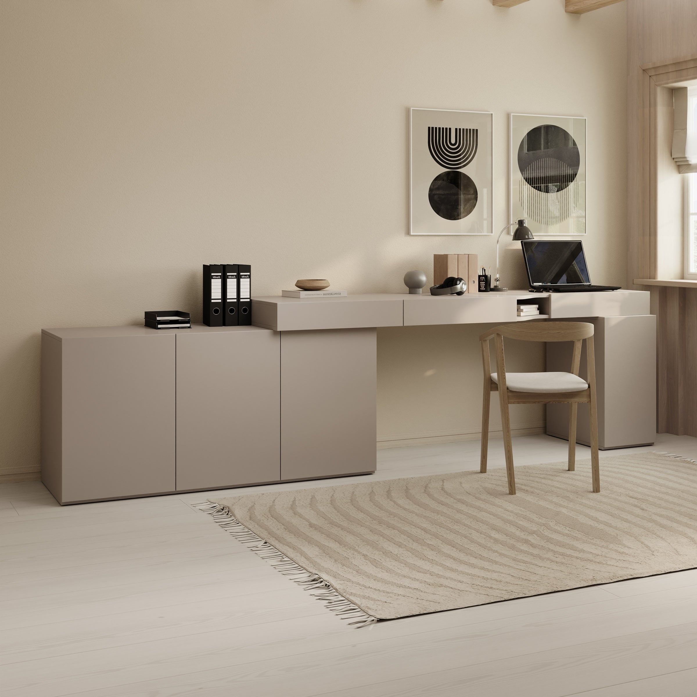 Whenua 3 - Bureau links - Beige - 321x55x79 cm