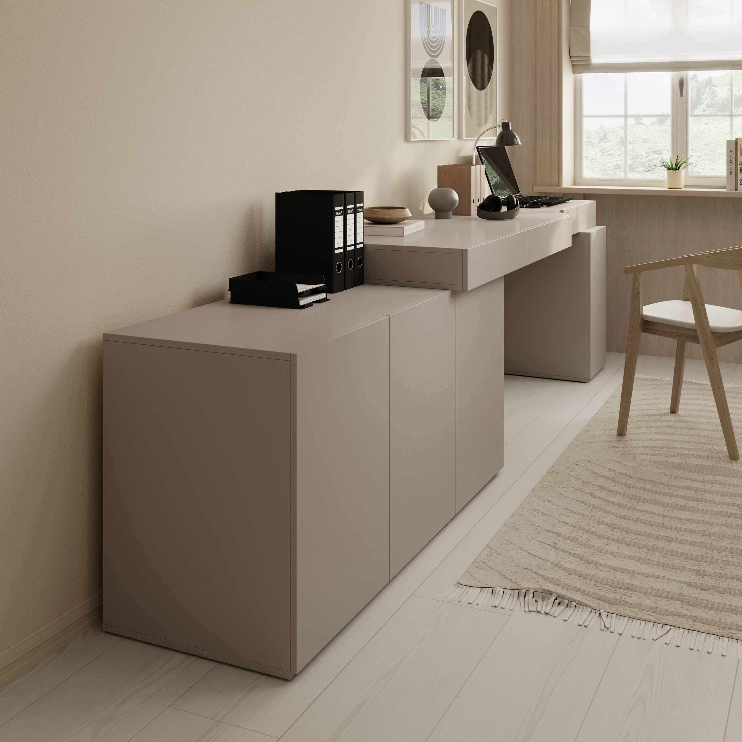 Whenua 3 - Bureau links - Beige - 321x55x79 cm