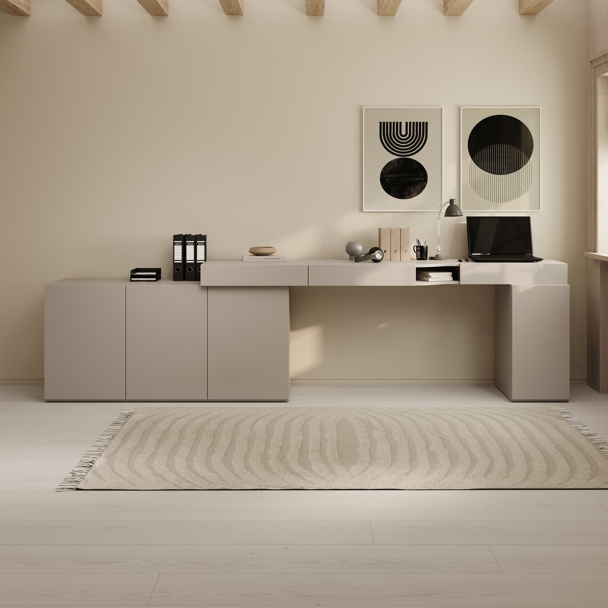 Whenua 3 - Bureau links - Beige - 321x55x79 cm