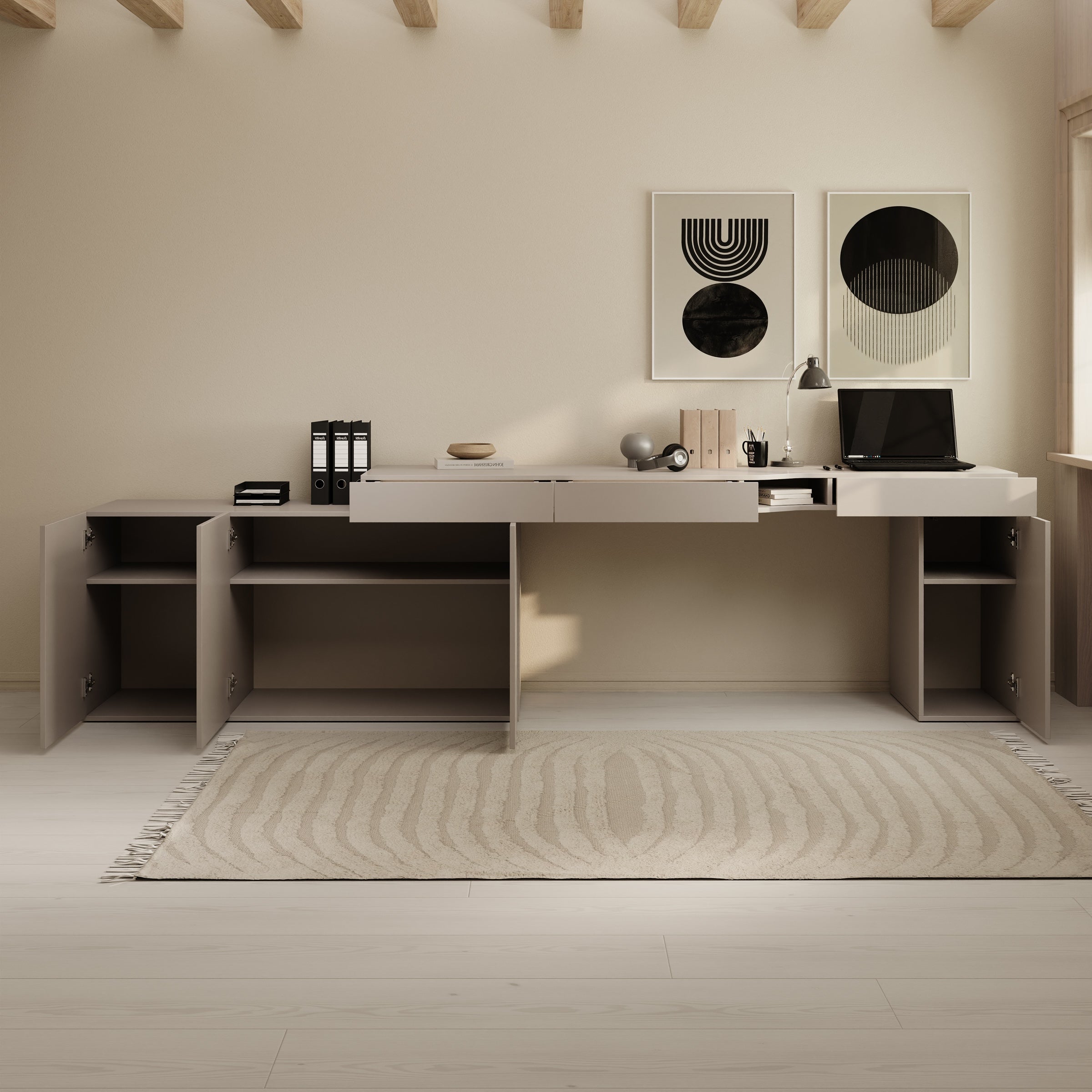 Whenua 3 - Bureau links - Beige - 321x55x79 cm