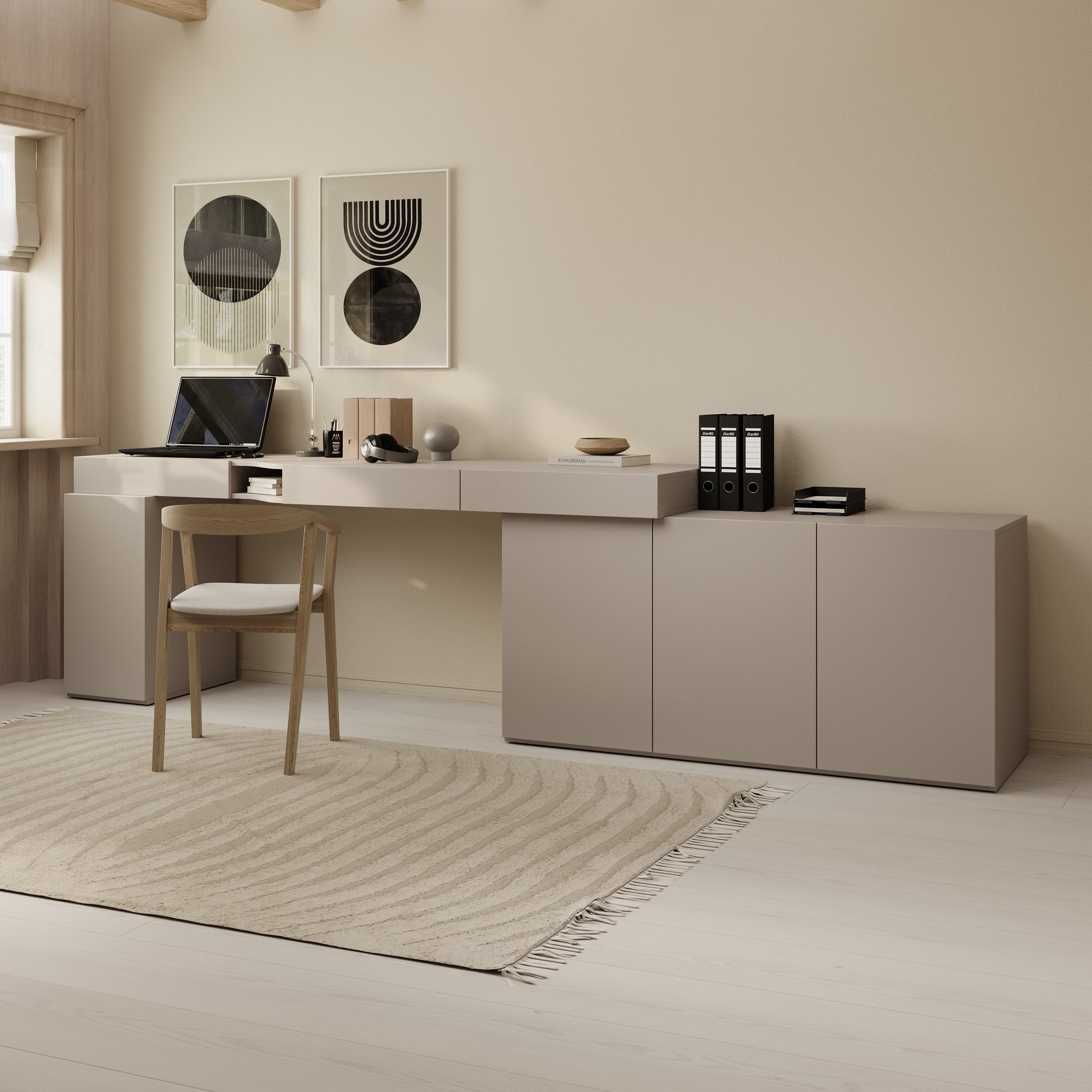 Whenua 3 - Bureau rechts - Beige - 321x55x79 cm