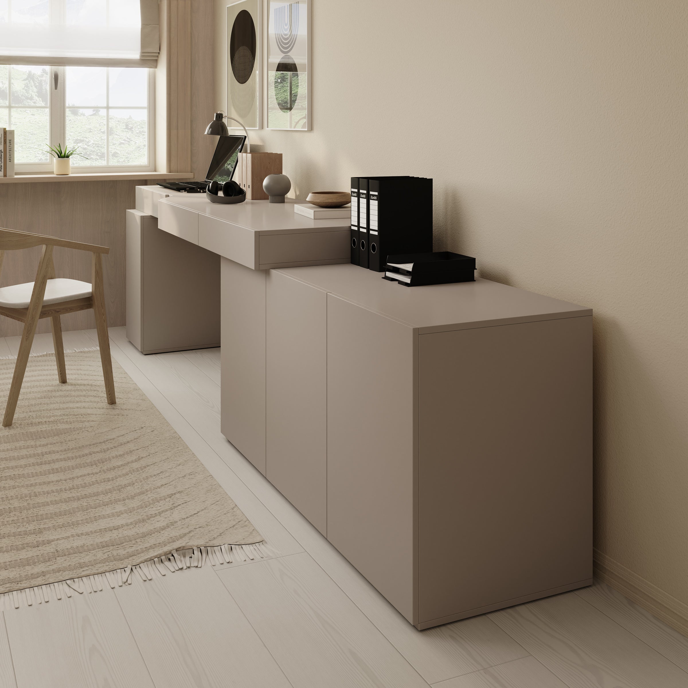 Whenua 3 - Bureau rechts - Beige - 321x55x79 cm