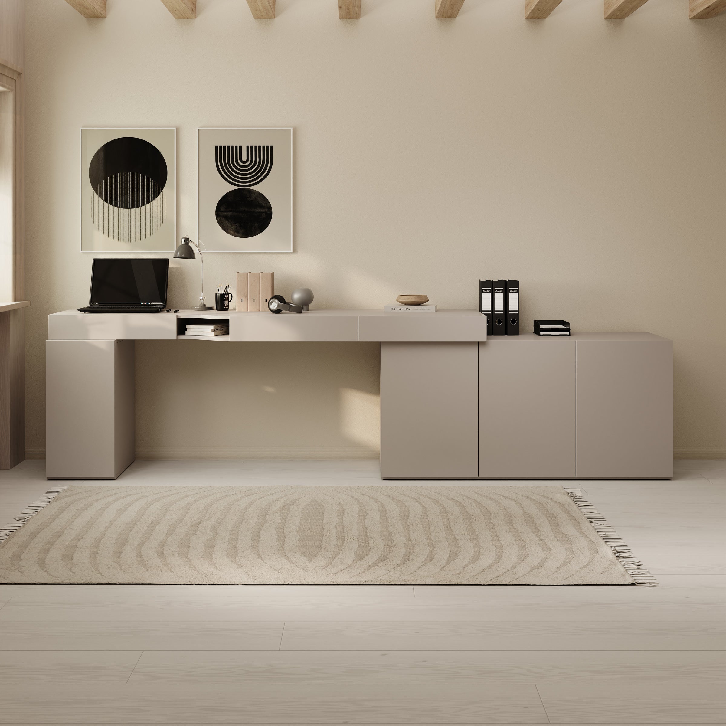 Whenua 3 - Bureau rechts - Beige - 321x55x79 cm