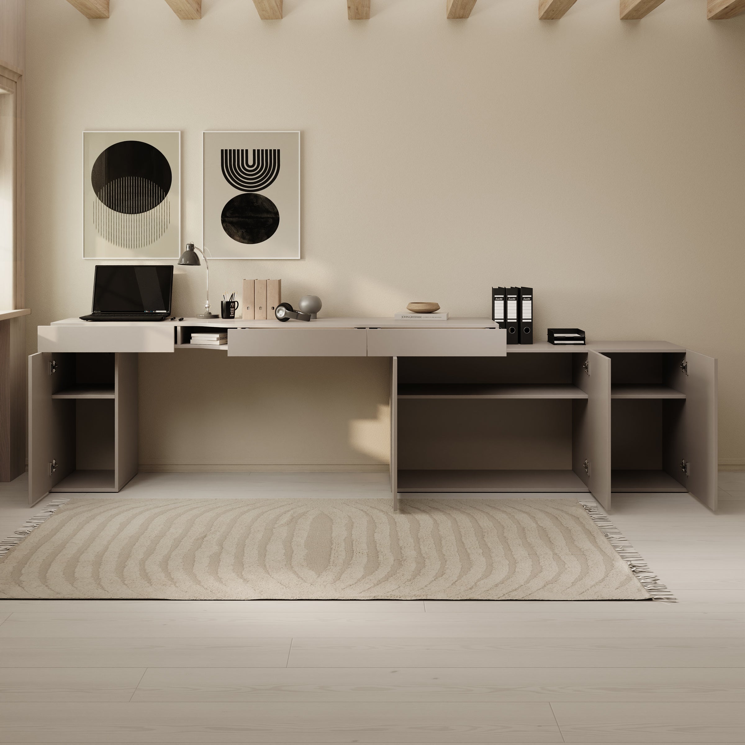 Whenua 3 - Bureau rechts - Beige - 321x55x79 cm