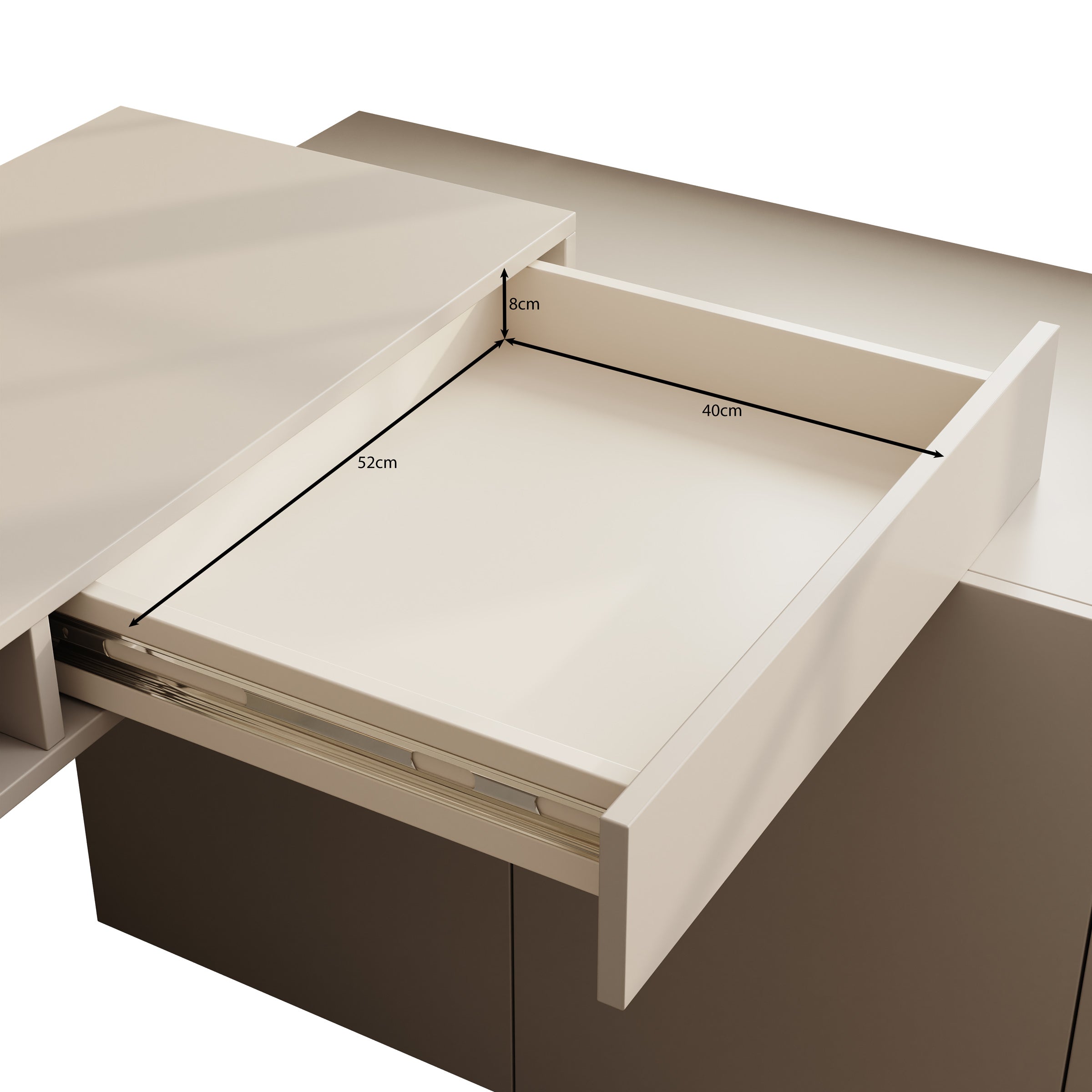 Whenua 4 - Bureau rechts - Beige - 338x141x79 cm