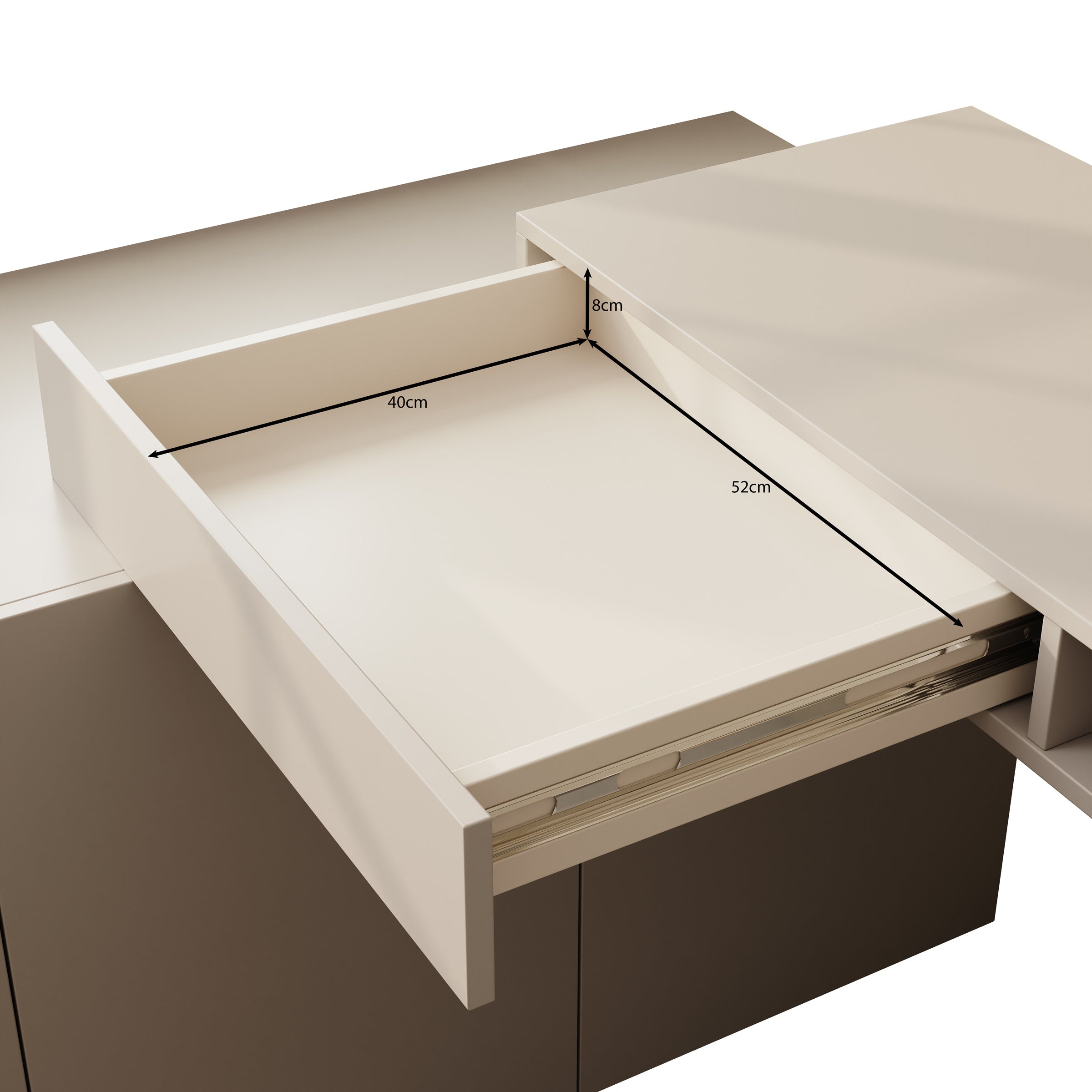 Whenua 4 - Bureau rechts - Beige - 338x141x79 cm