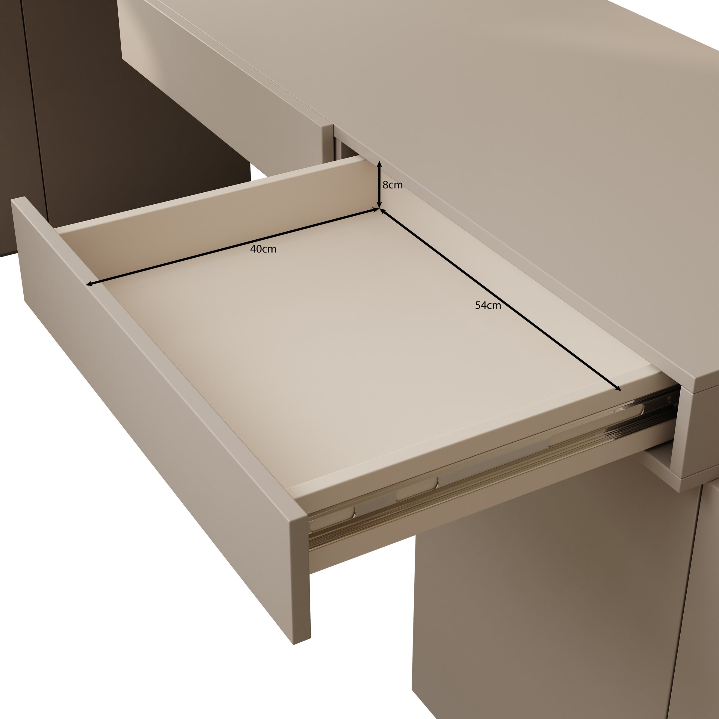 Whenua 4 - Bureau rechts - Beige - 338x141x79 cm