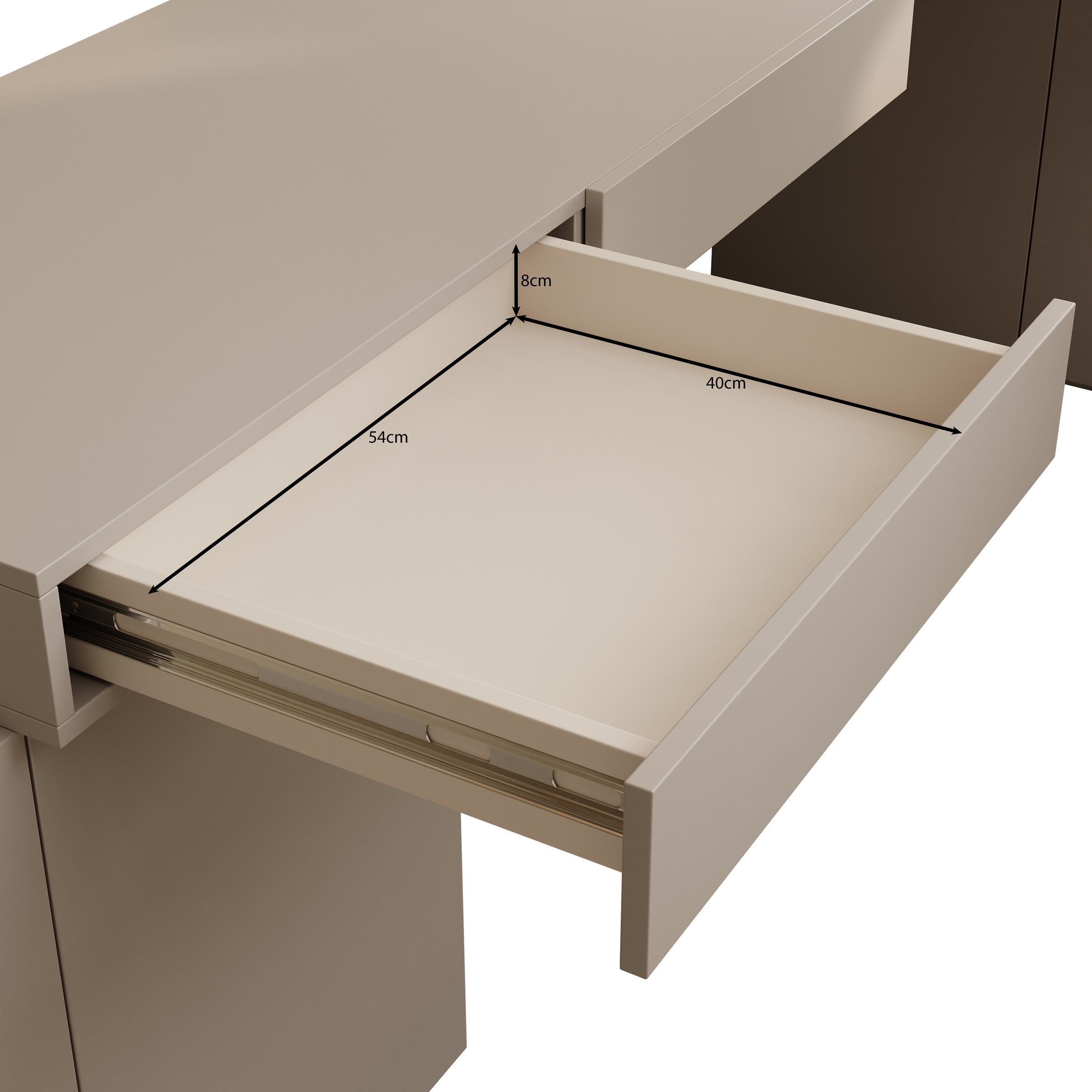 Whenua 4 - Bureau rechts - Beige - 338x141x79 cm