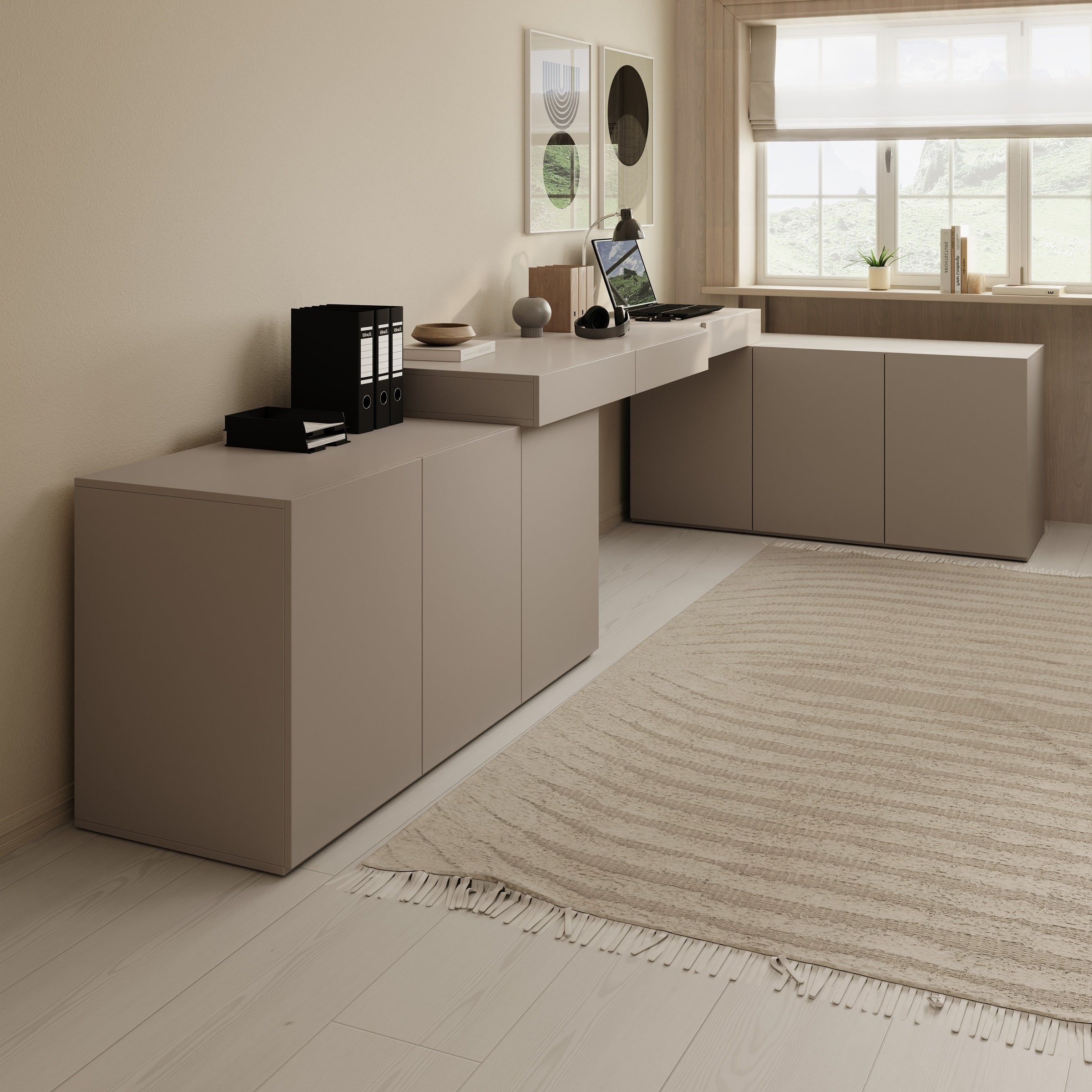 Whenua 4 - Bureau rechts - Beige - 338x141x79 cm