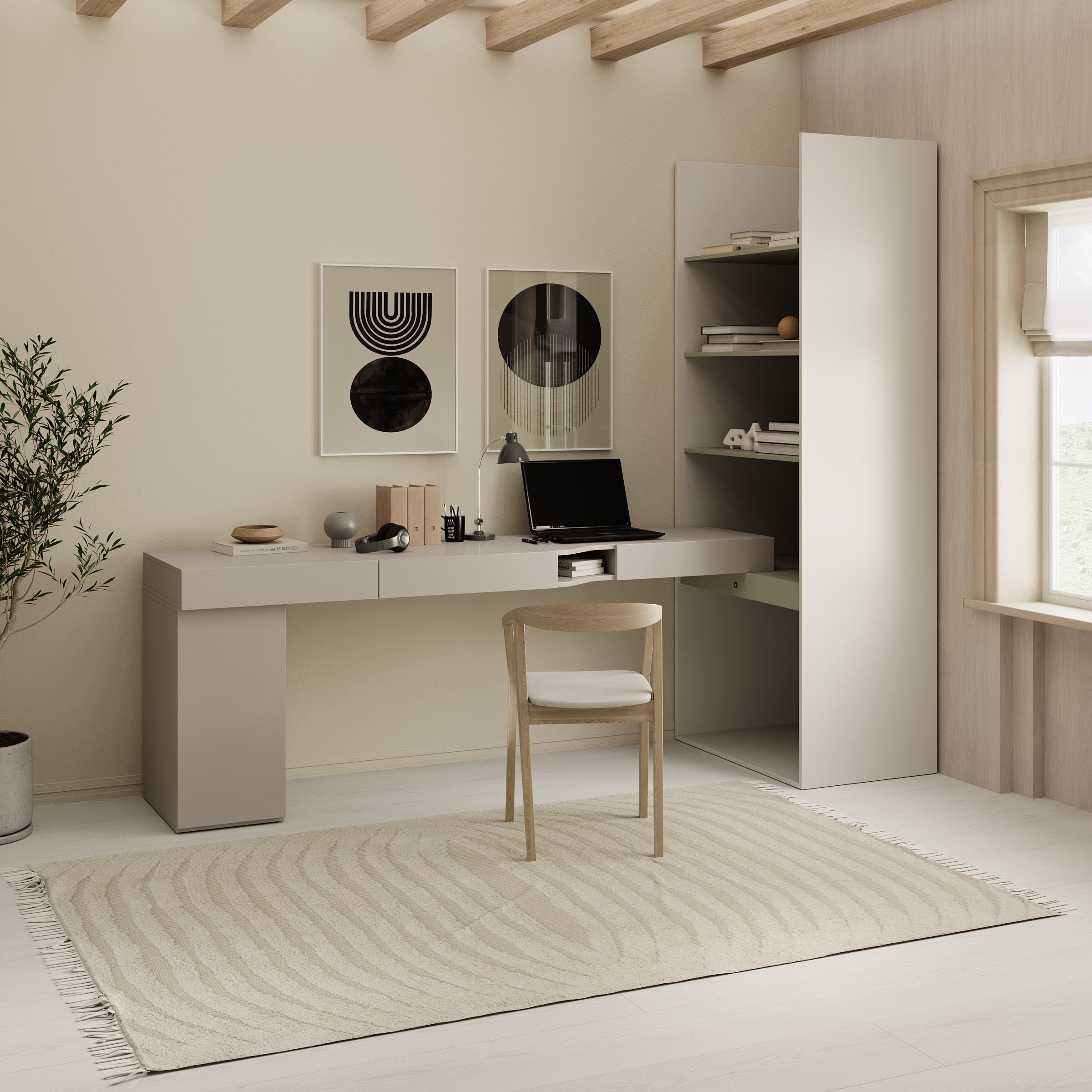 Whenua 6 - Bureau links - Beige - 273x85x216 cm
