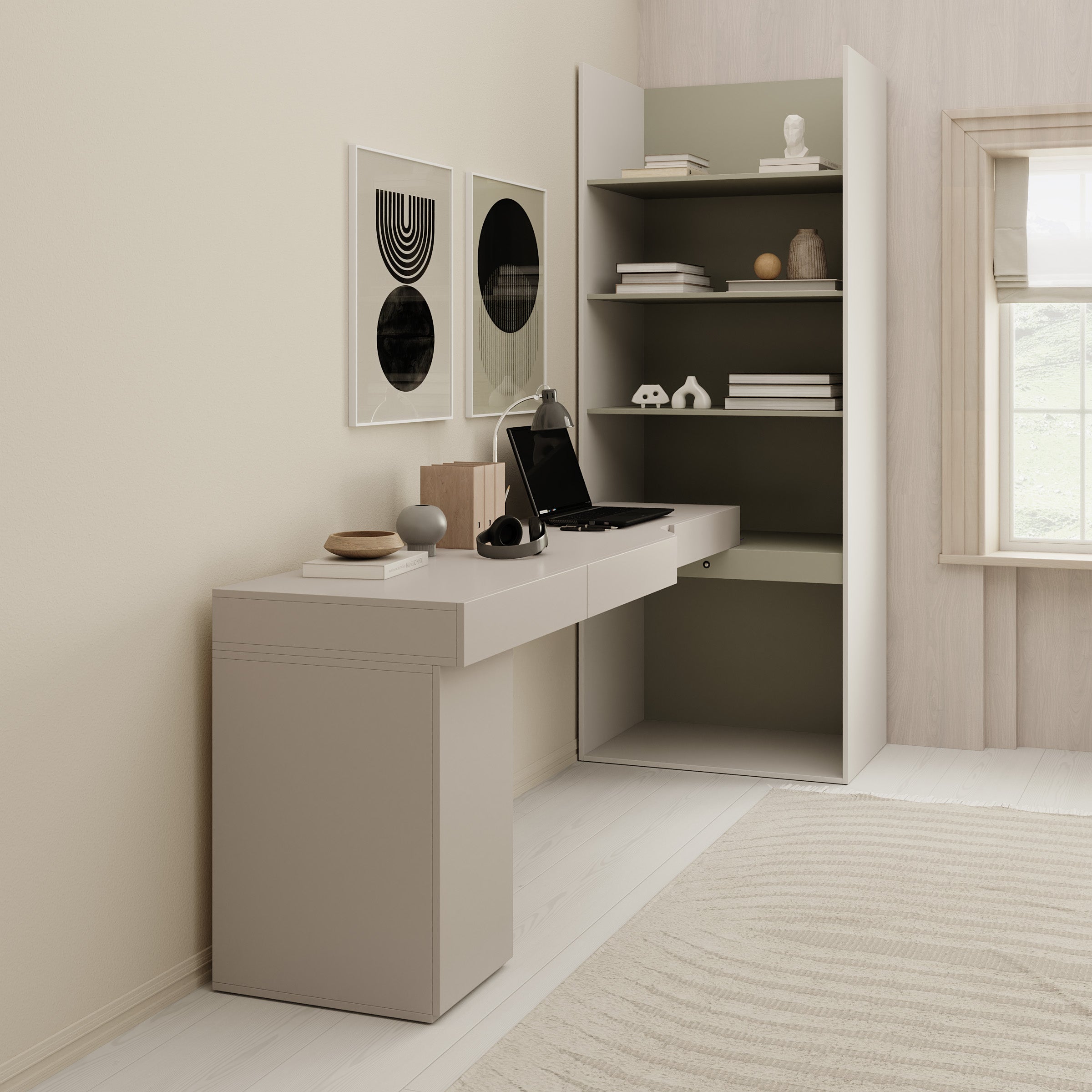 Whenua 6 - Bureau links - Beige - 273x85x216 cm