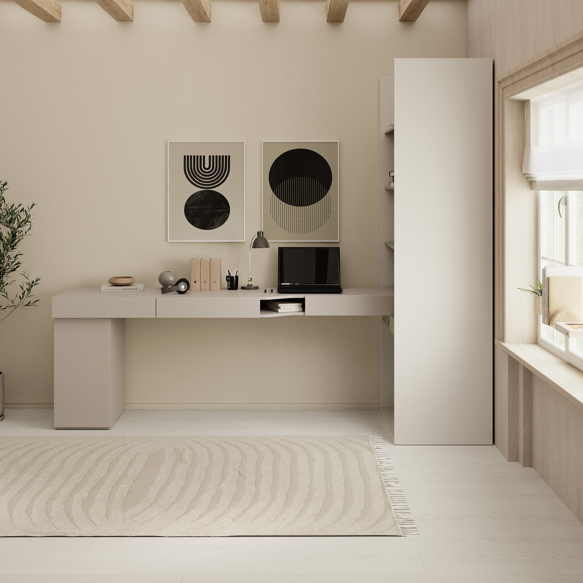 Whenua 6 - Bureau links - Beige - 273x85x216 cm