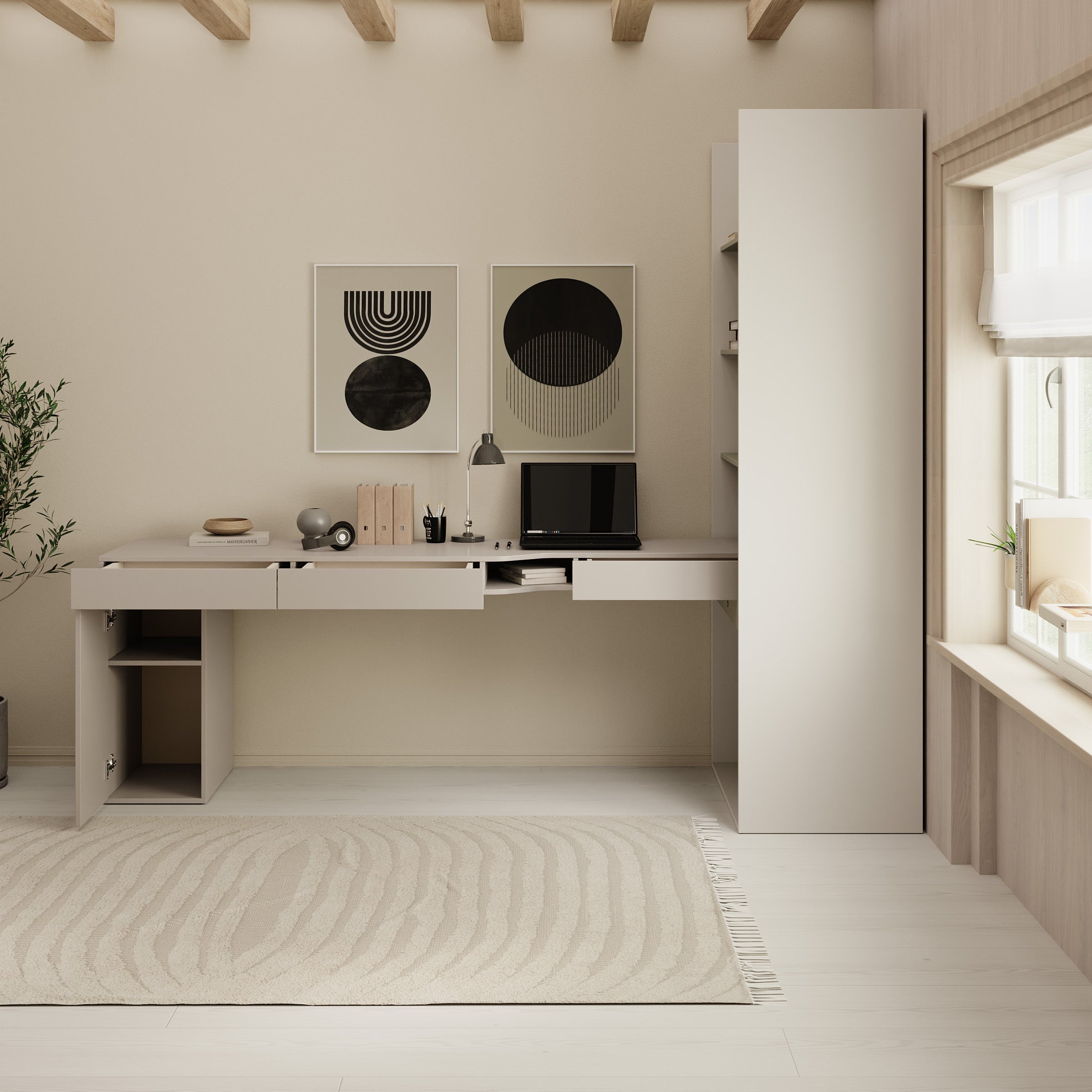 Whenua 6 - Bureau links - Beige - 273x85x216 cm