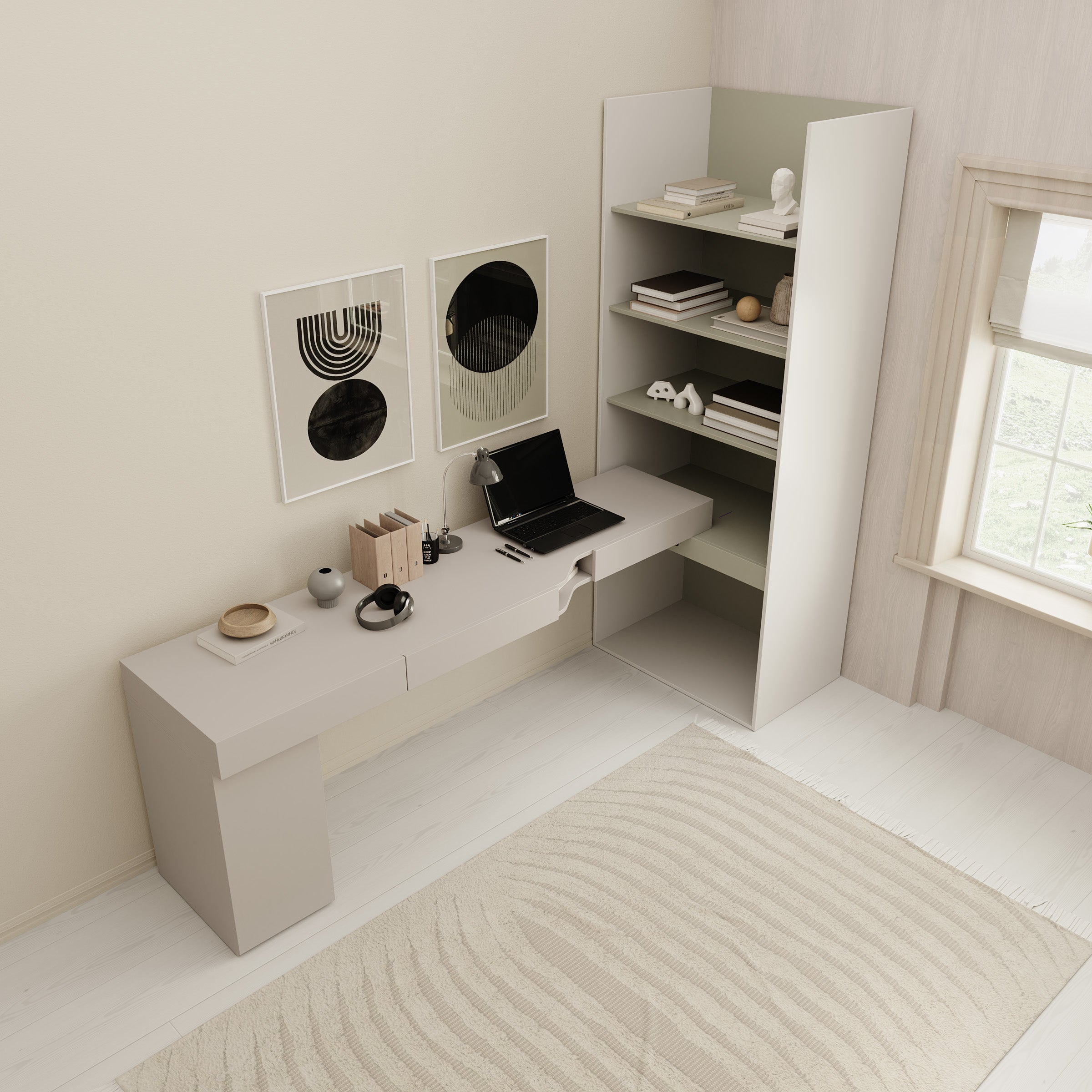 Whenua 6 - Bureau links - Beige - 273x85x216 cm