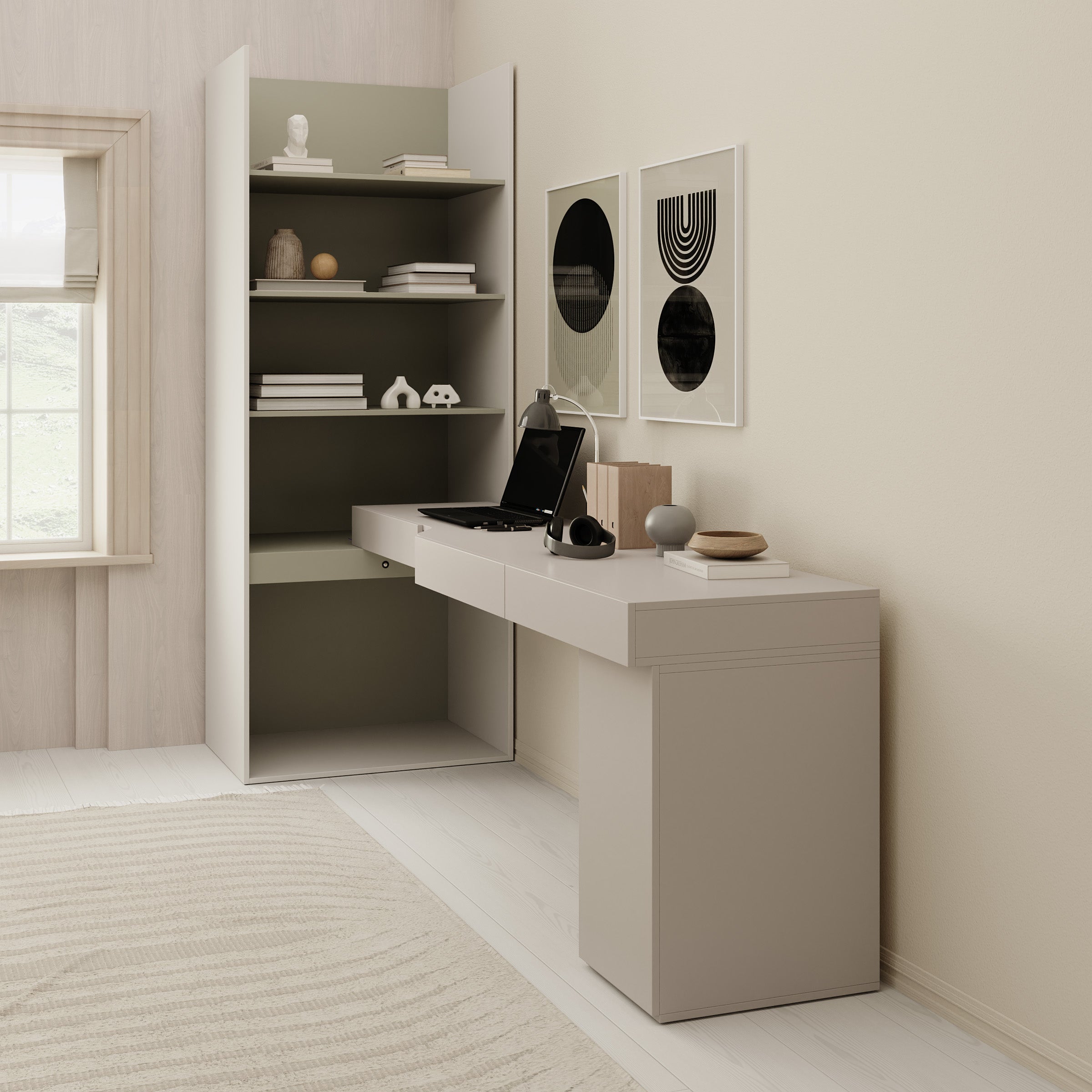 Whenua 6 - Bureau rechts - Beige - 273x85x216 cm