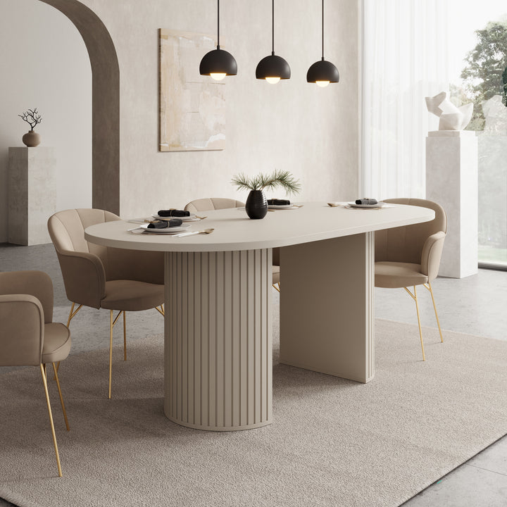 Windel - Eetkamertafel ovaal - Beige - 185x90x75 cm