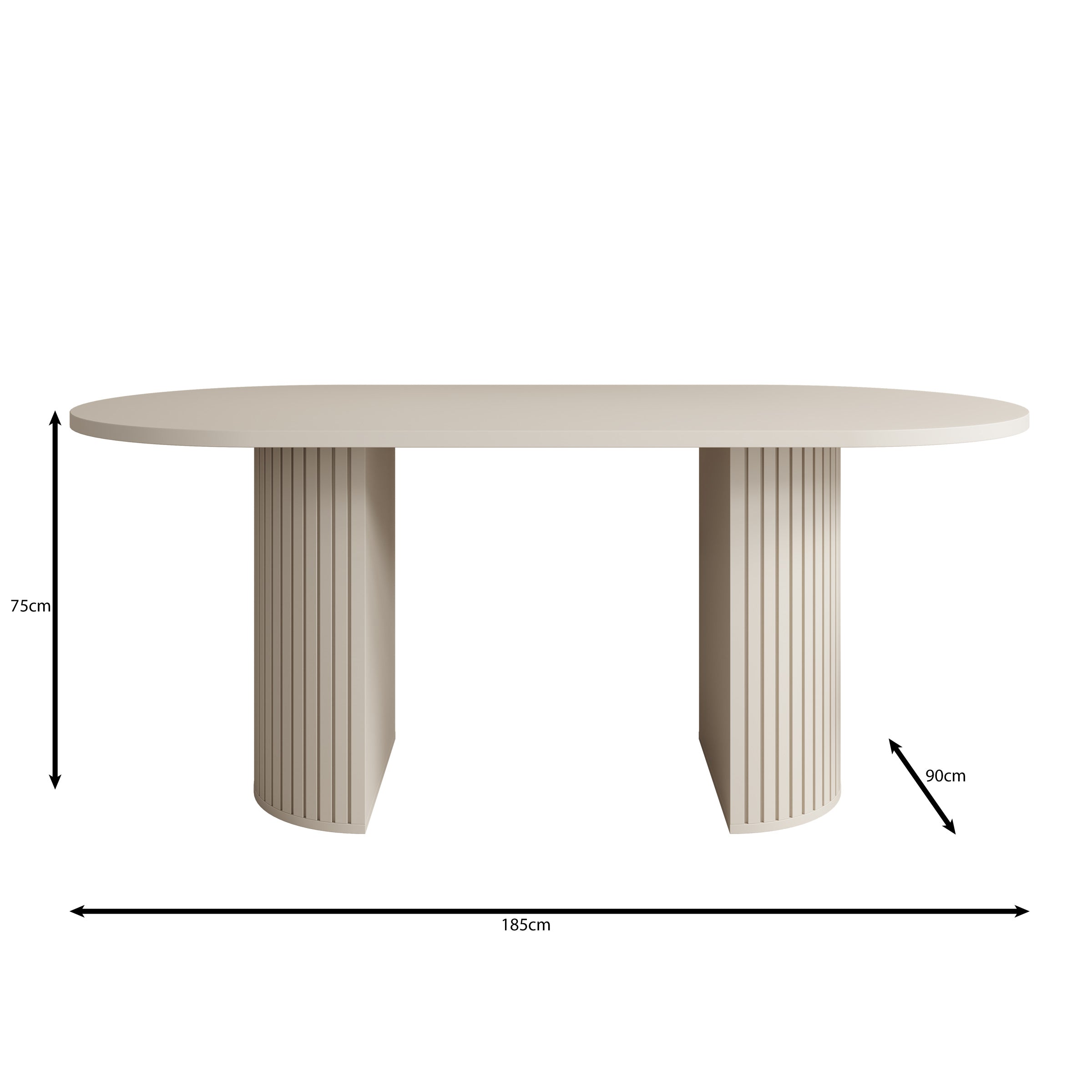 Windel - Eetkamertafel ovaal - Beige - 185x90x75 cm