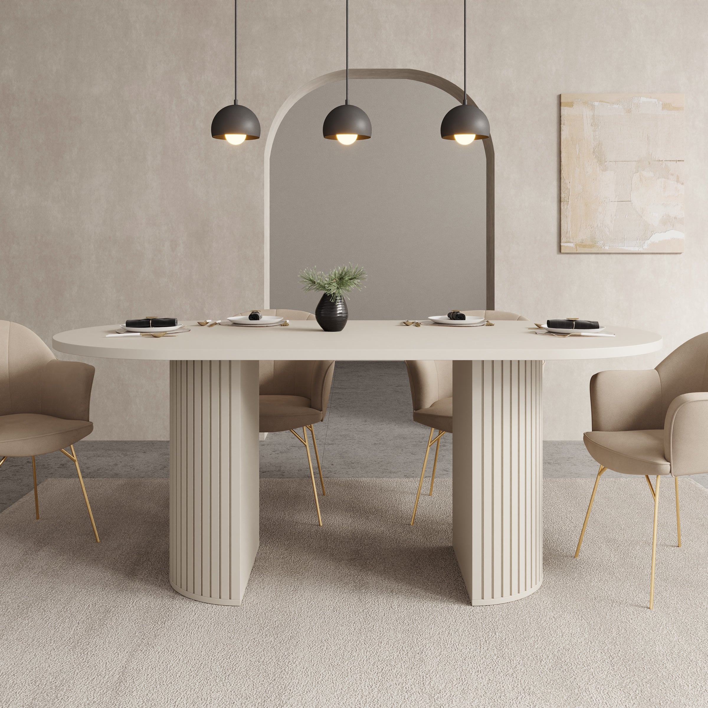 Windel - Eetkamertafel ovaal - Beige - 185x90x75 cm