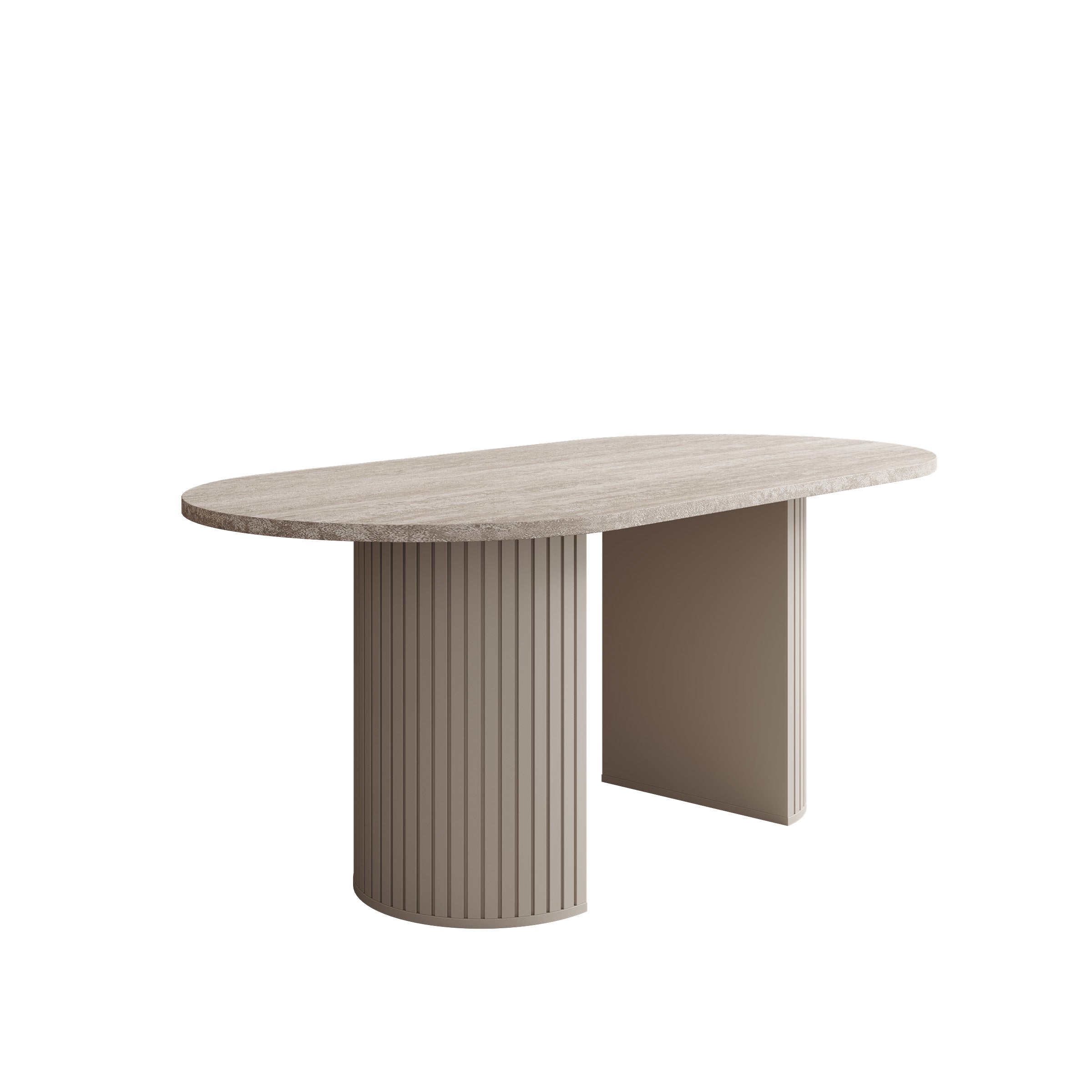 Windel - Eetkamertafel ovaal - Travertin/Beige - 185x90x75 cm