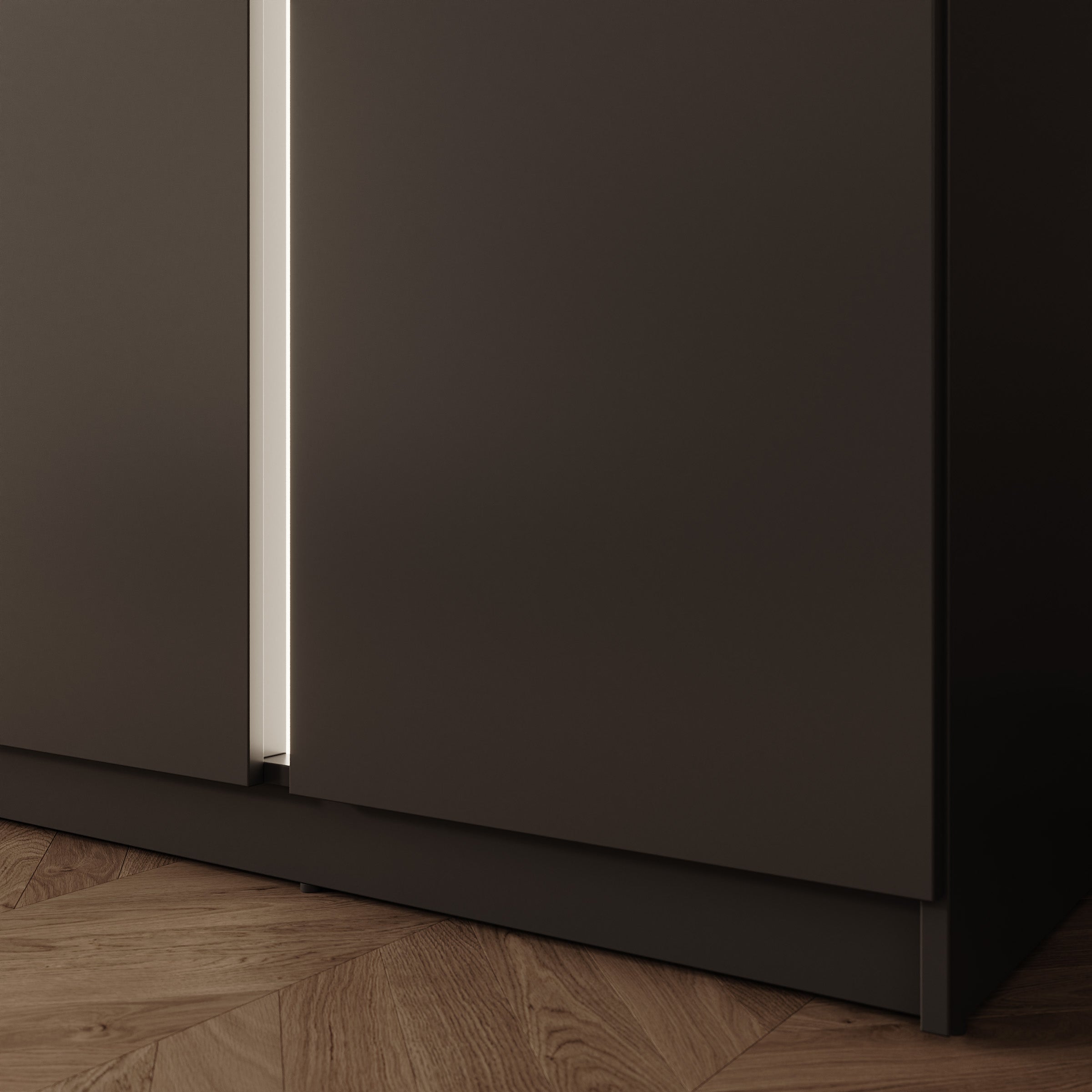 Wishi - Kledingkast 4-deurs met verlichting - Zwart - 200x62x239 cm