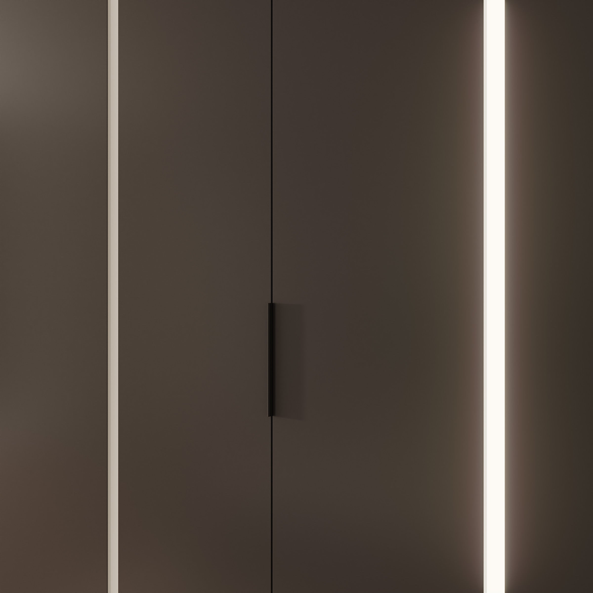 Wishi - Kledingkast 4-deurs met verlichting - Zwart - 200x62x239 cm