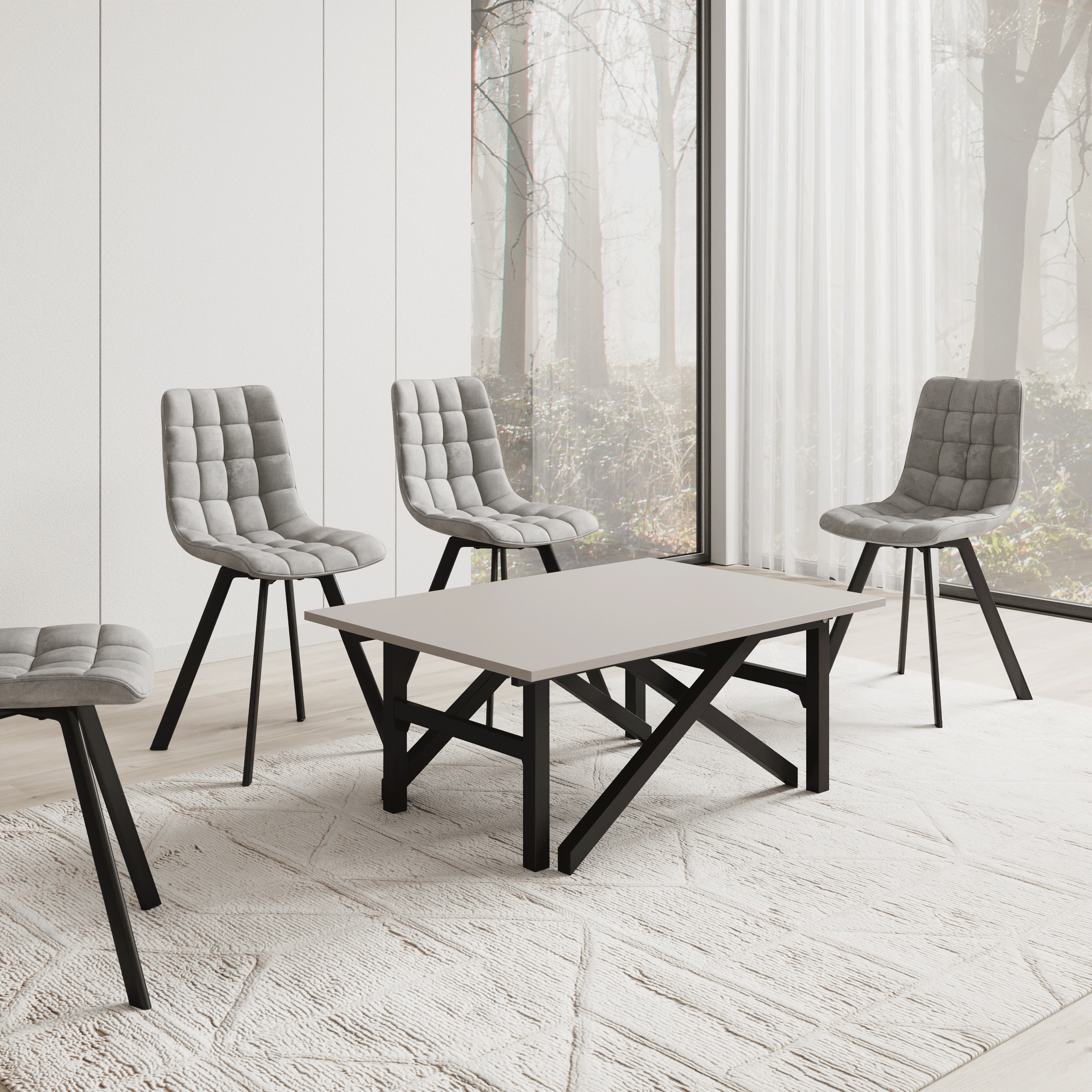 Xalir - Salontafel uitschuifbaar tot eettafel - Beige - 100x70x40 cm