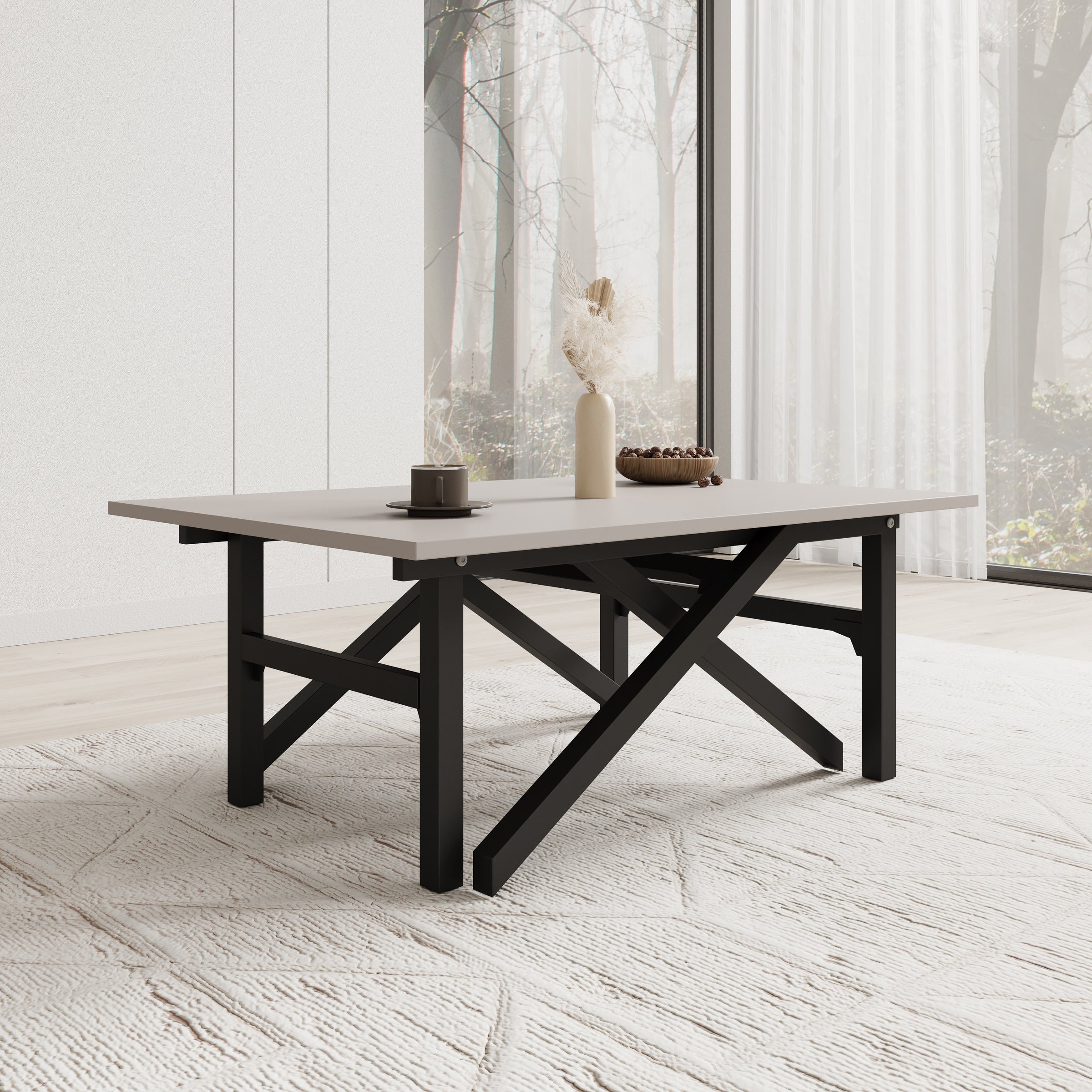 Xalir - Salontafel uitschuifbaar tot eettafel - Beige - 100x70x40 cm