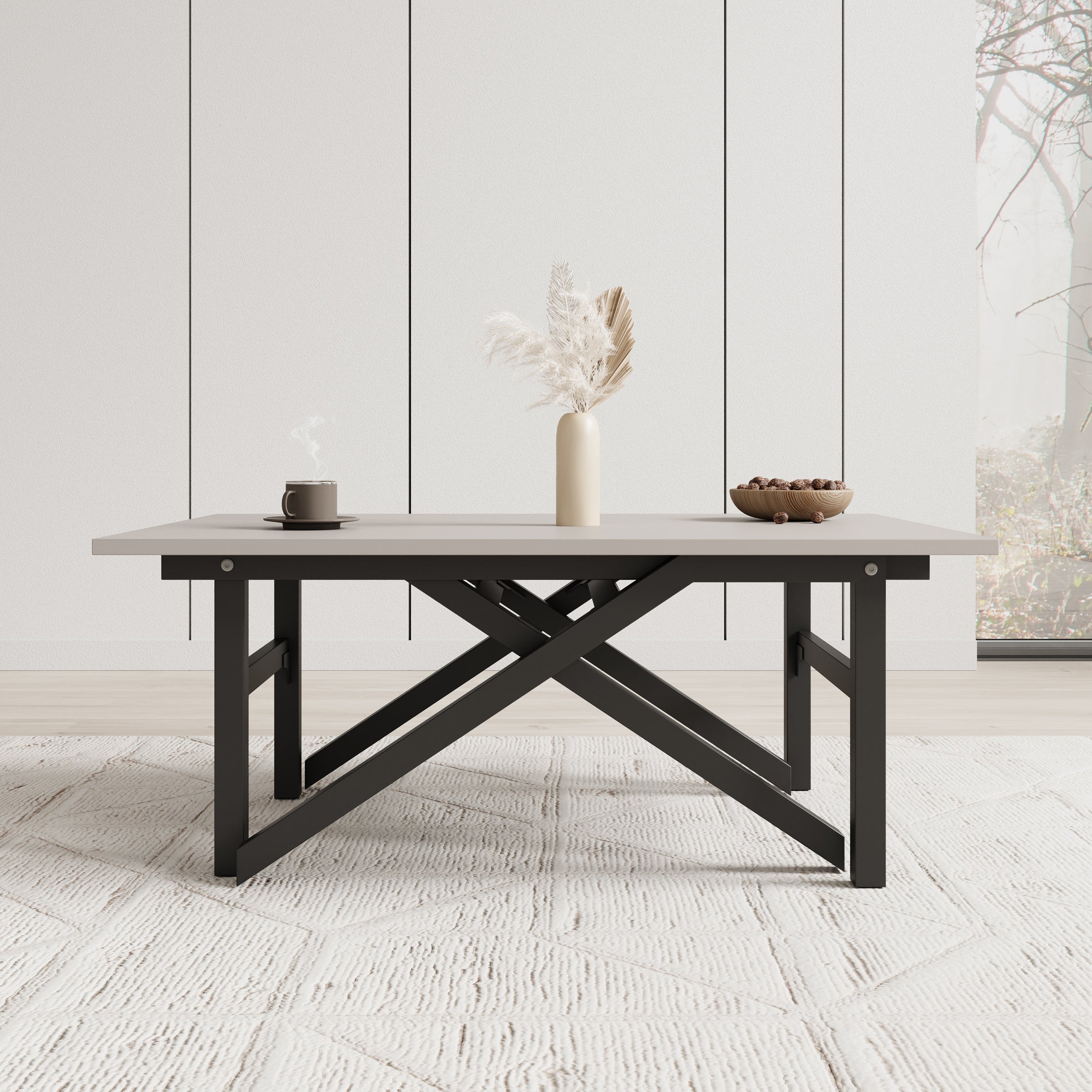 Xalir - Salontafel uitschuifbaar tot eettafel - Beige - 100x70x40 cm