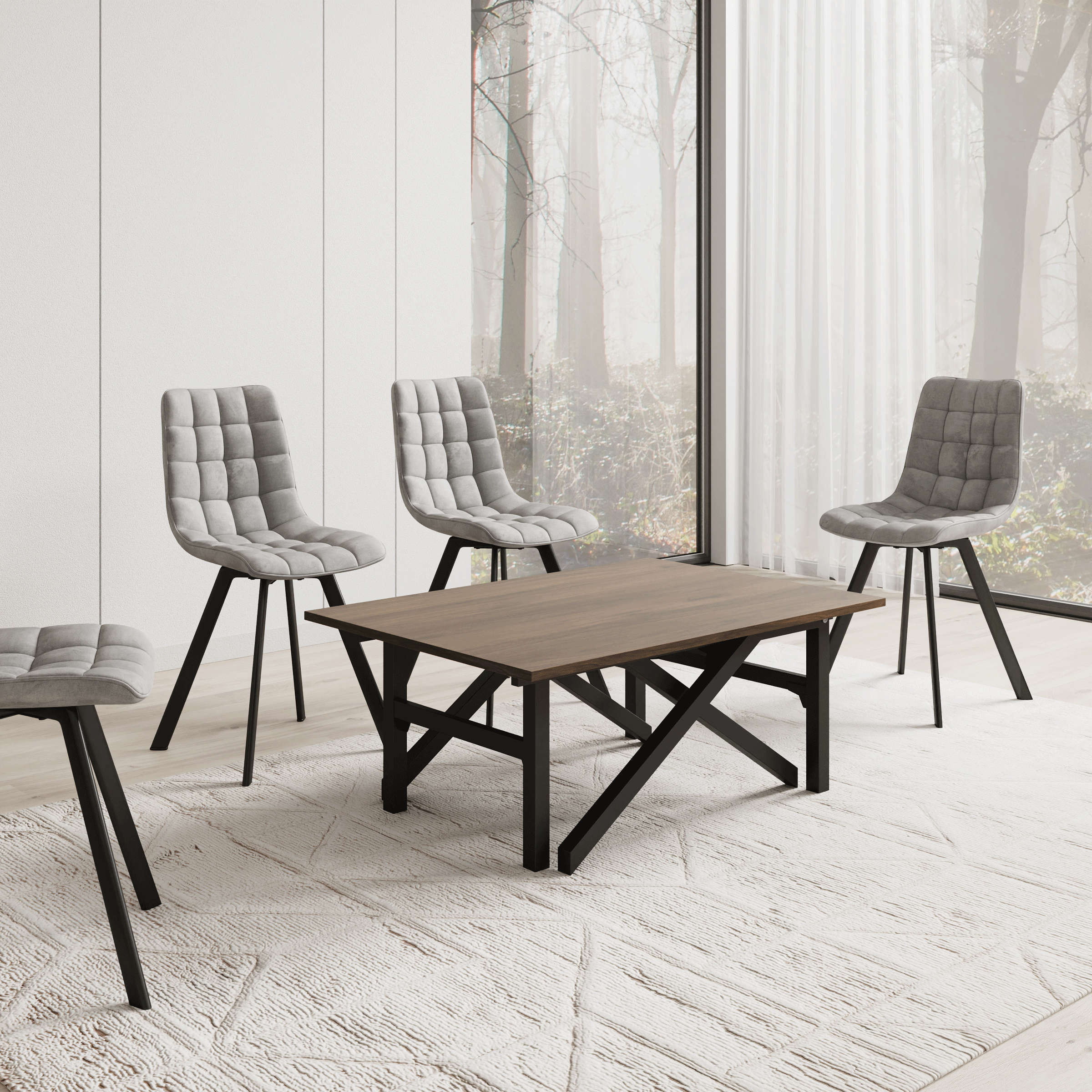 Xalir - Salontafel uitschuifbaar tot eettafel - Donker eiken - 100x70x40 cm