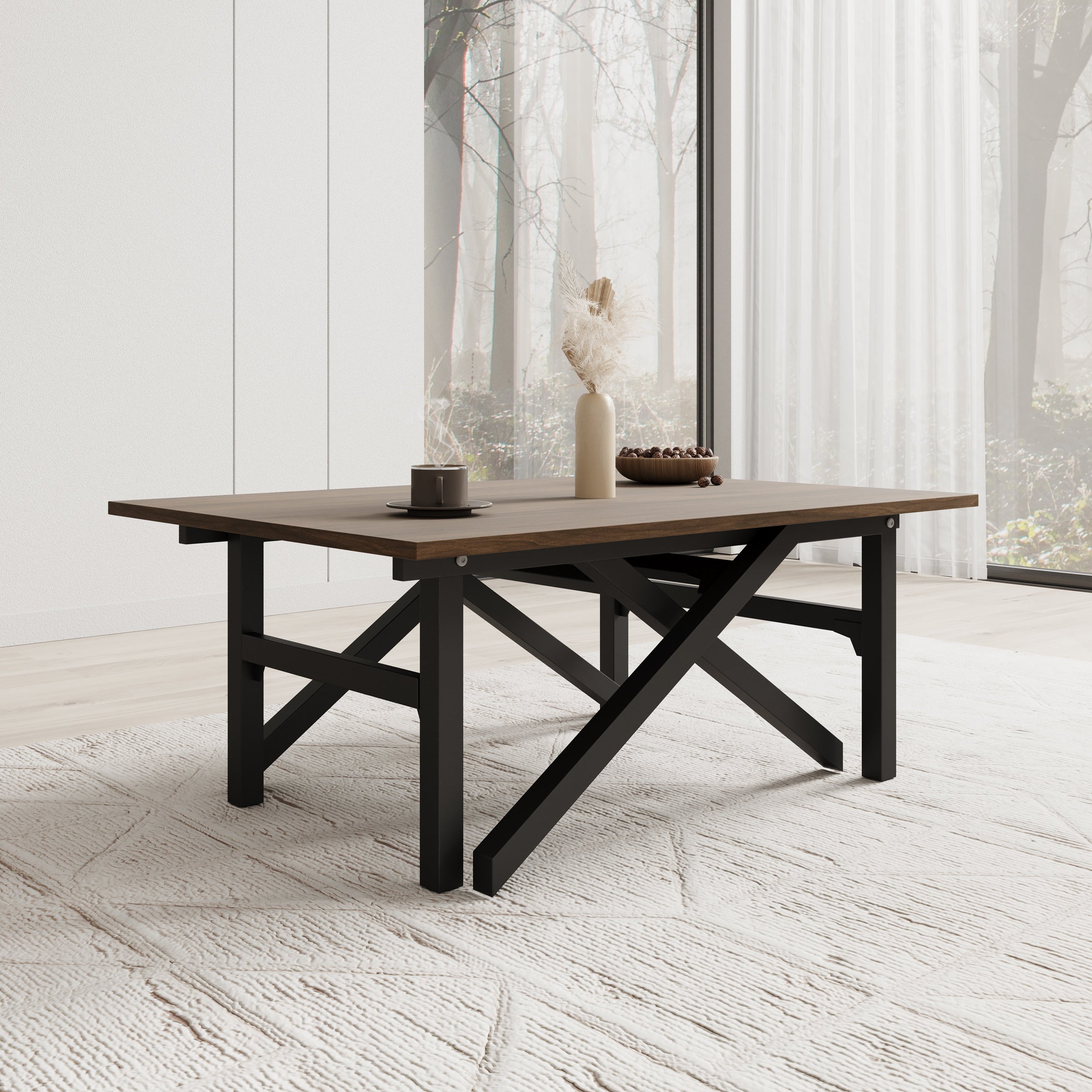 Xalir - Salontafel uitschuifbaar tot eettafel - Donker eiken - 100x70x40 cm