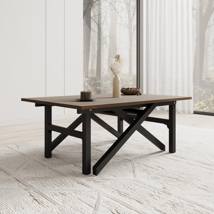 Xalir - Salontafel uitschuifbaar tot eettafel - Donker eiken - 100x70x40 cm