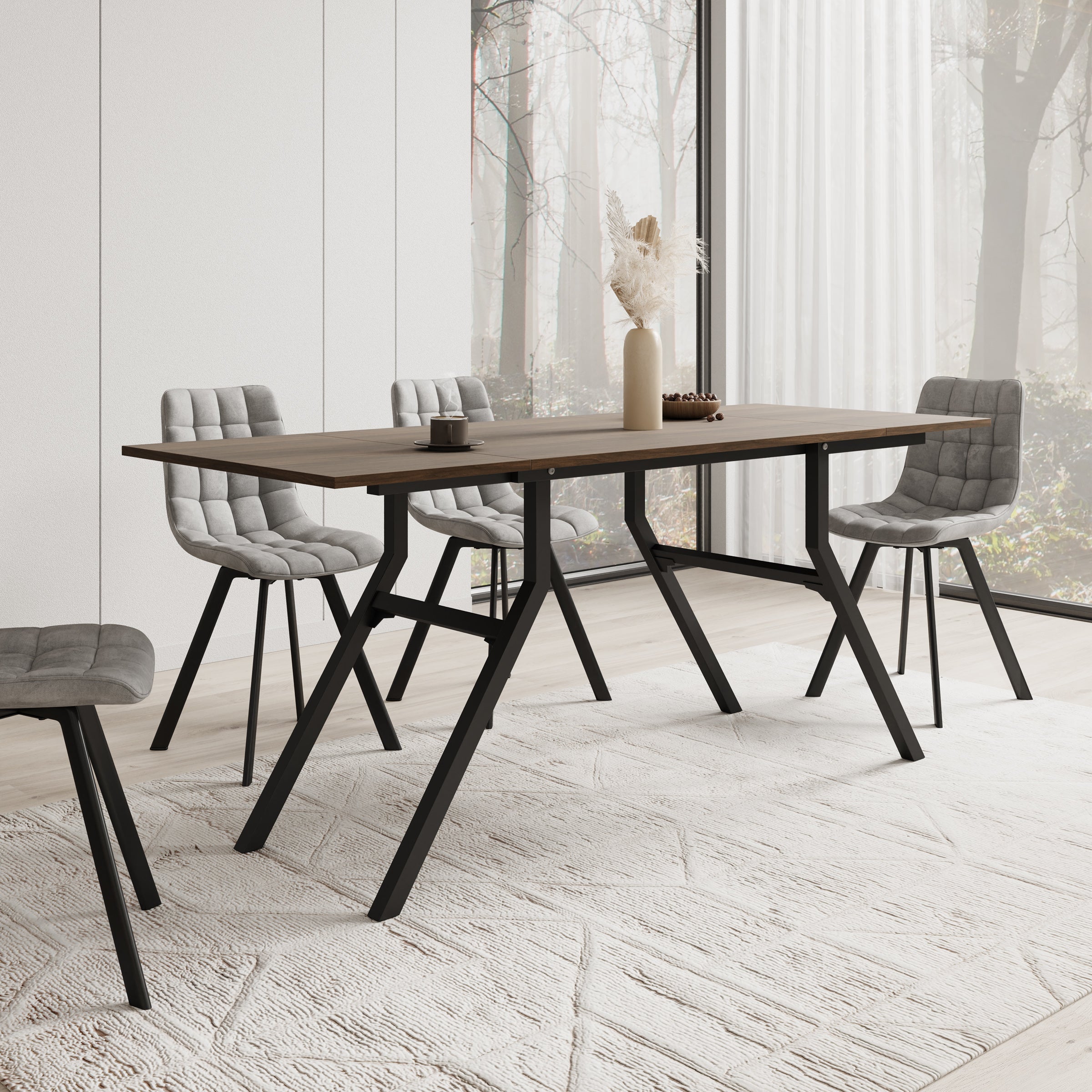 Xalir - Salontafel uitschuifbaar tot eettafel - Donker eiken - 100x70x40 cm