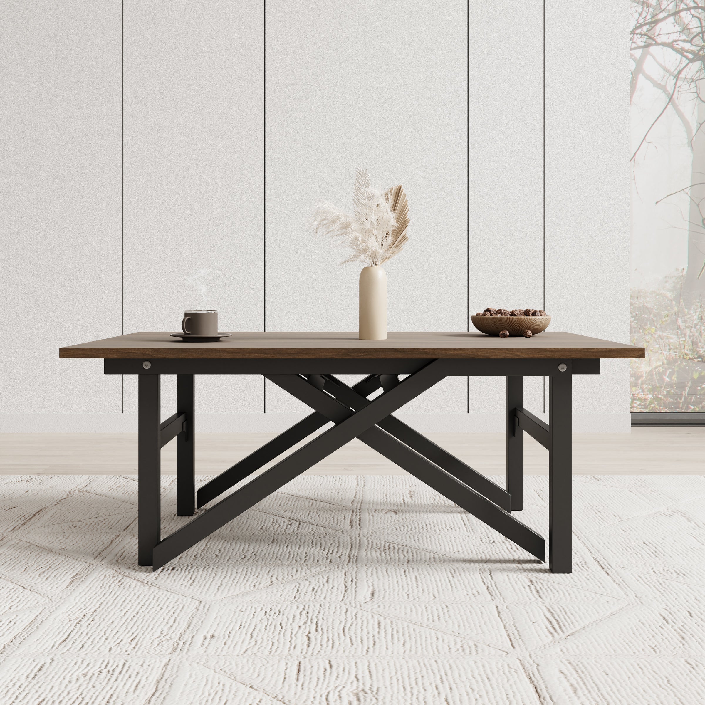 Xalir - Salontafel uitschuifbaar tot eettafel - Donker eiken - 100x70x40 cm