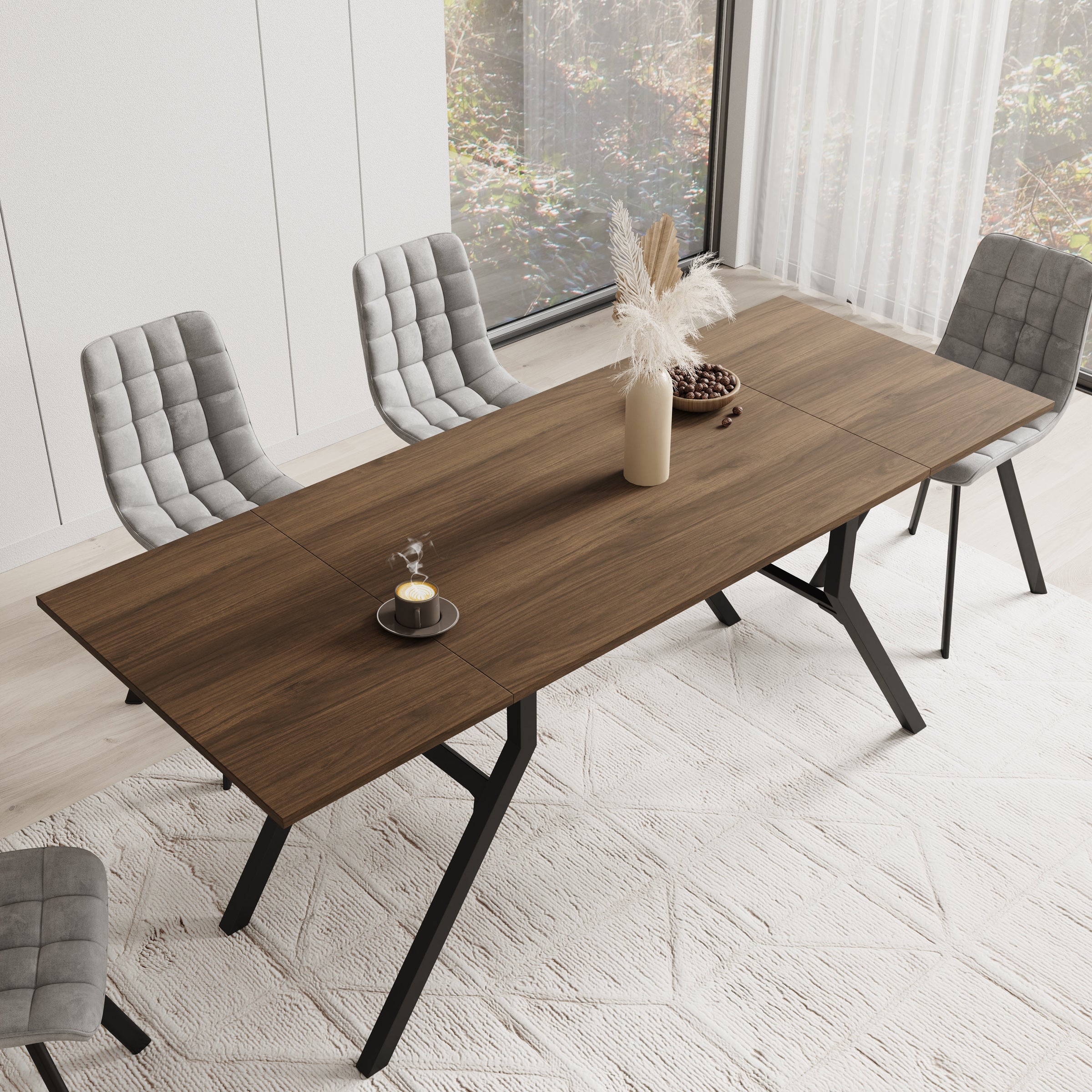 Xalir - Salontafel uitschuifbaar tot eettafel - Donker eiken - 100x70x40 cm