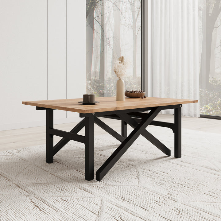 Xalir - Salontafel uitschuifbaar tot eettafel - Eikenpatroon - 100x70x40 cm