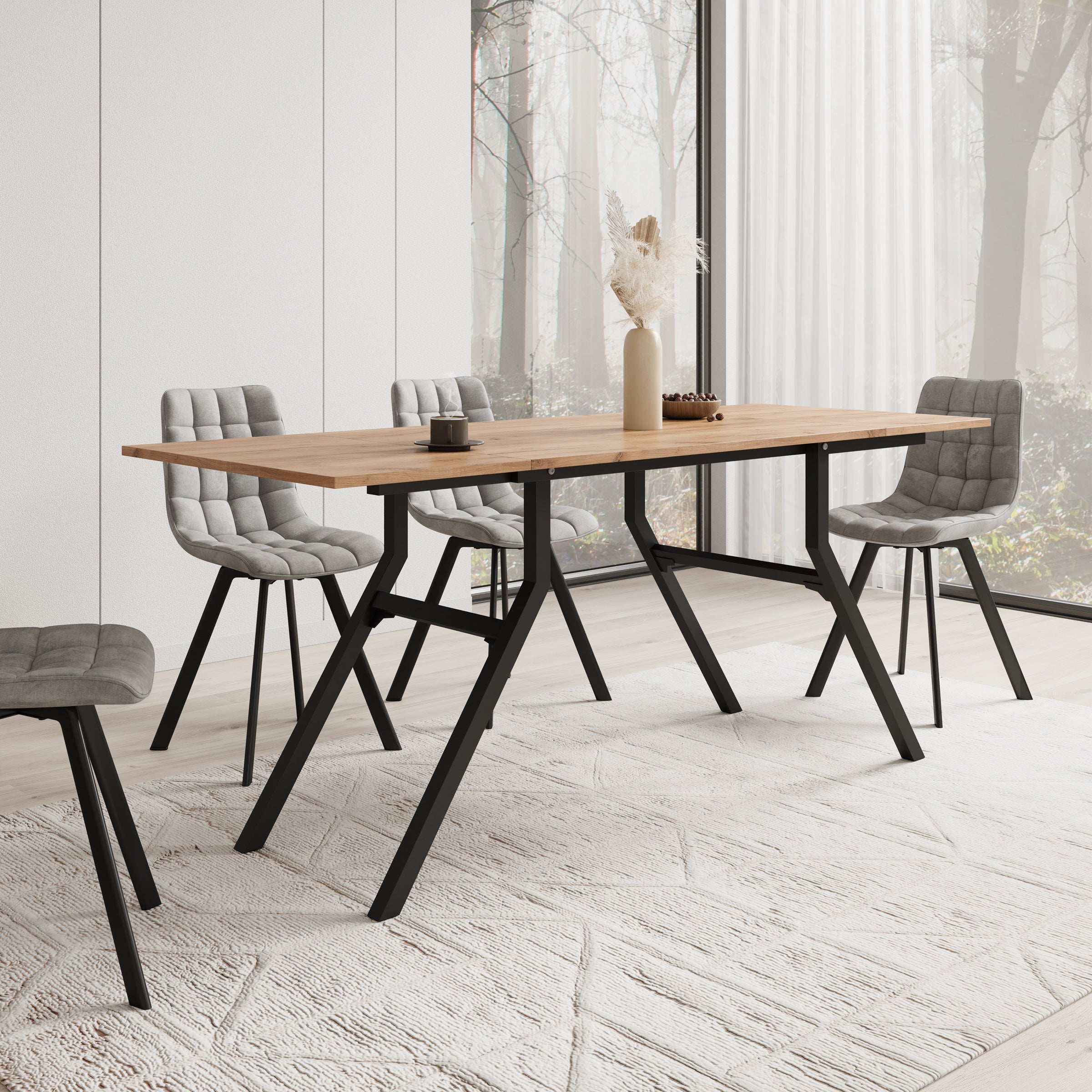 Xalir - Salontafel uitschuifbaar tot eettafel - Eikenpatroon - 100x70x40 cm