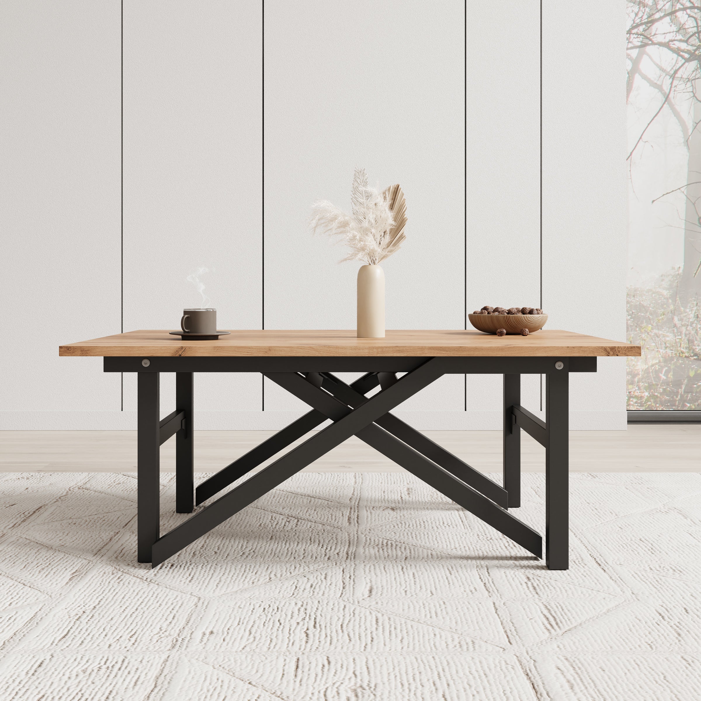 Xalir - Salontafel uitschuifbaar tot eettafel - Eikenpatroon - 100x70x40 cm