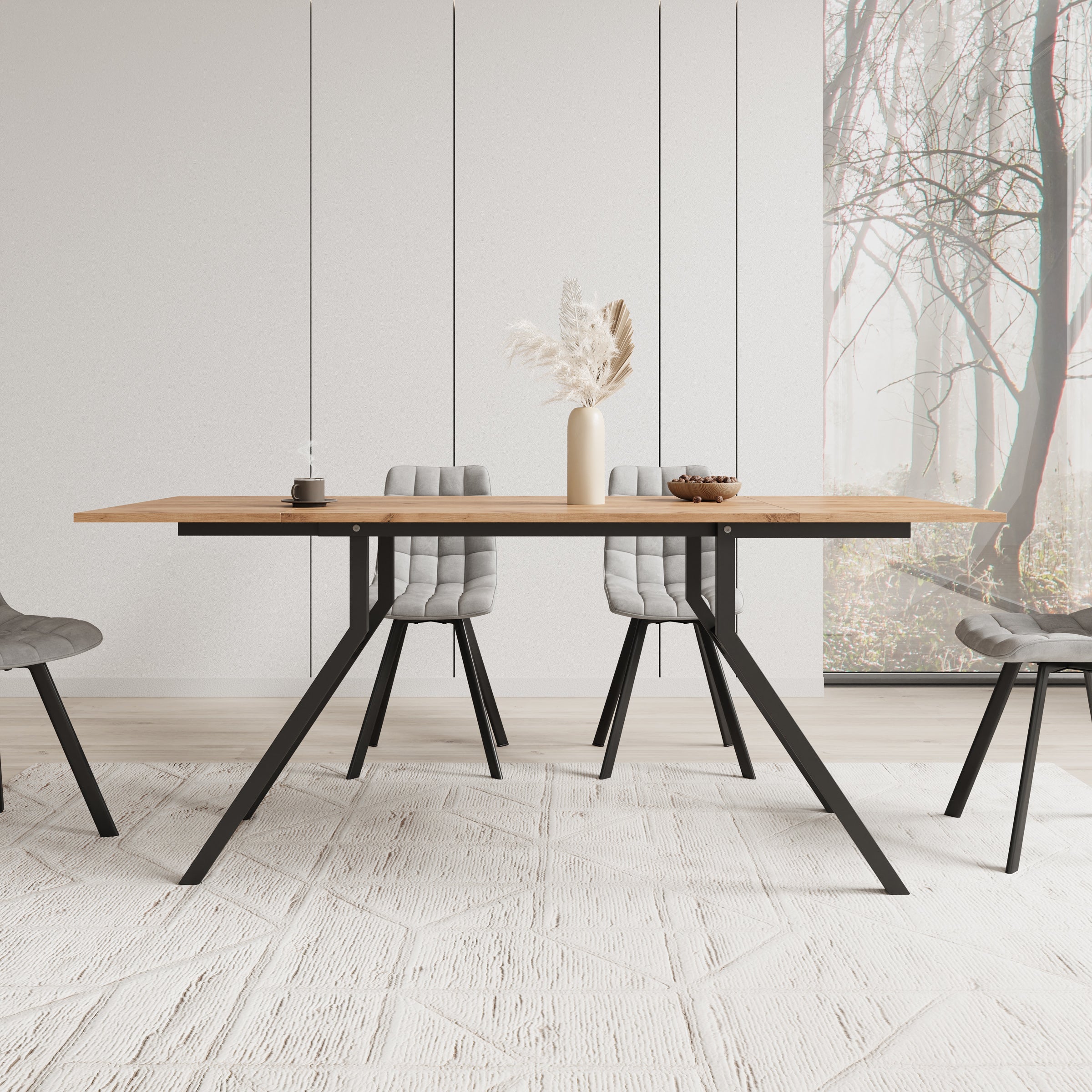 Xalir - Salontafel uitschuifbaar tot eettafel - Eikenpatroon - 100x70x40 cm