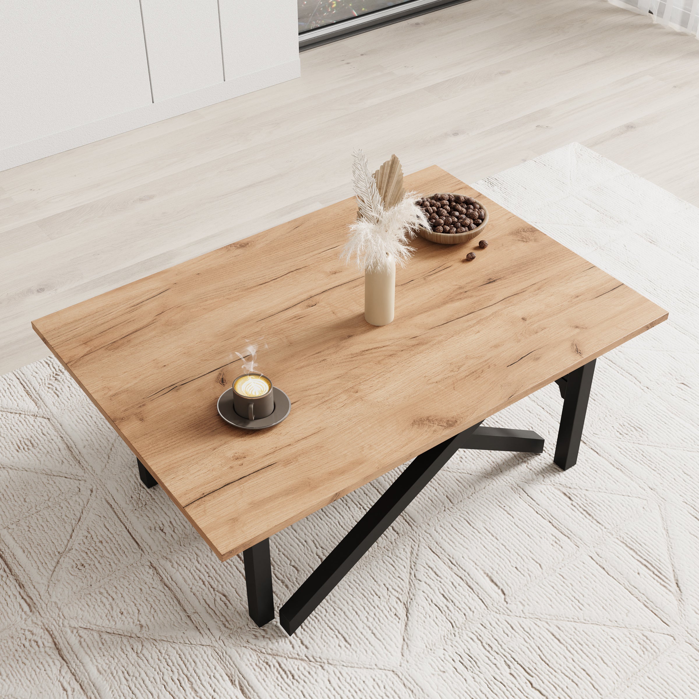 Xalir - Salontafel uitschuifbaar tot eettafel - Eikenpatroon - 100x70x40 cm