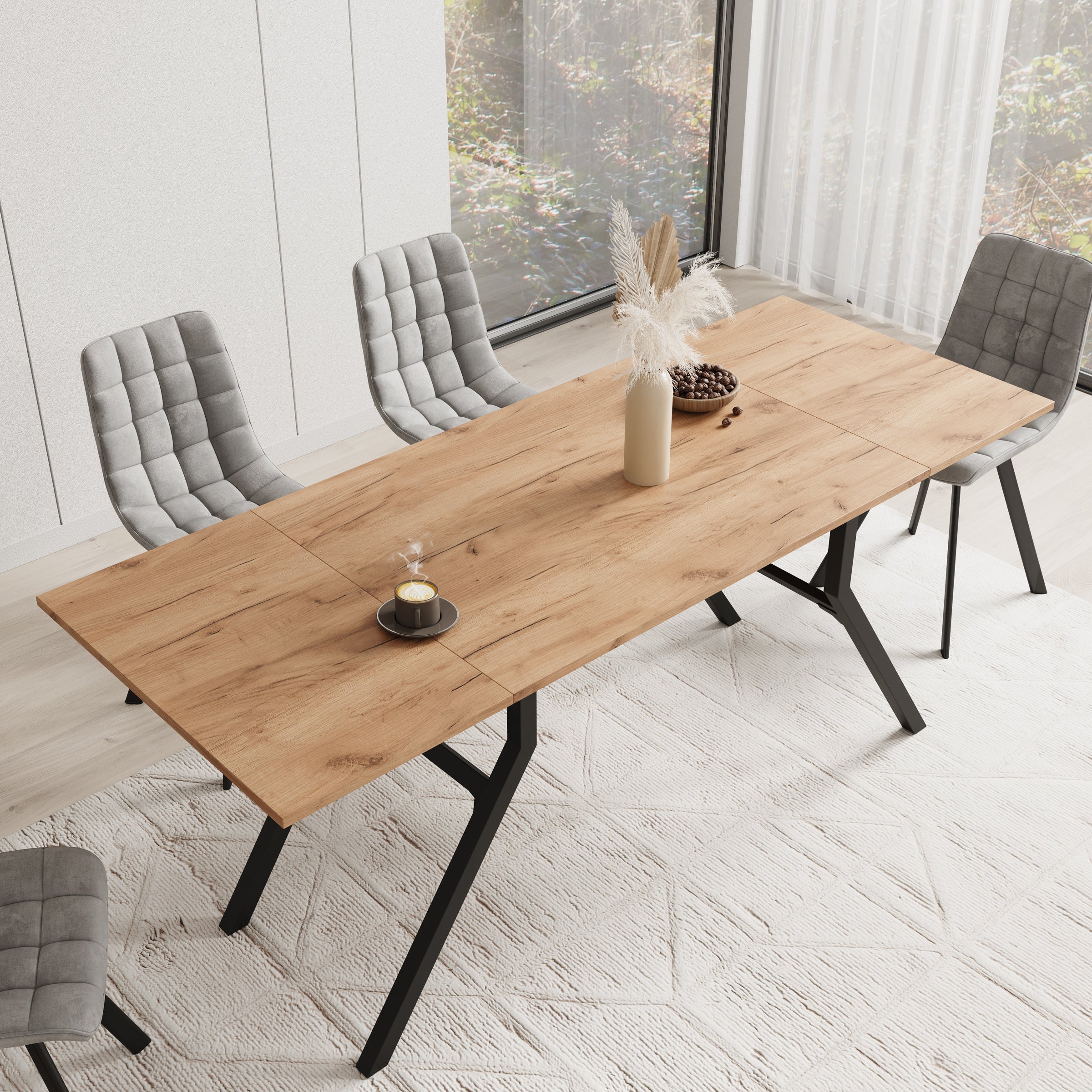 Xalir - Salontafel uitschuifbaar tot eettafel - Eikenpatroon - 100x70x40 cm