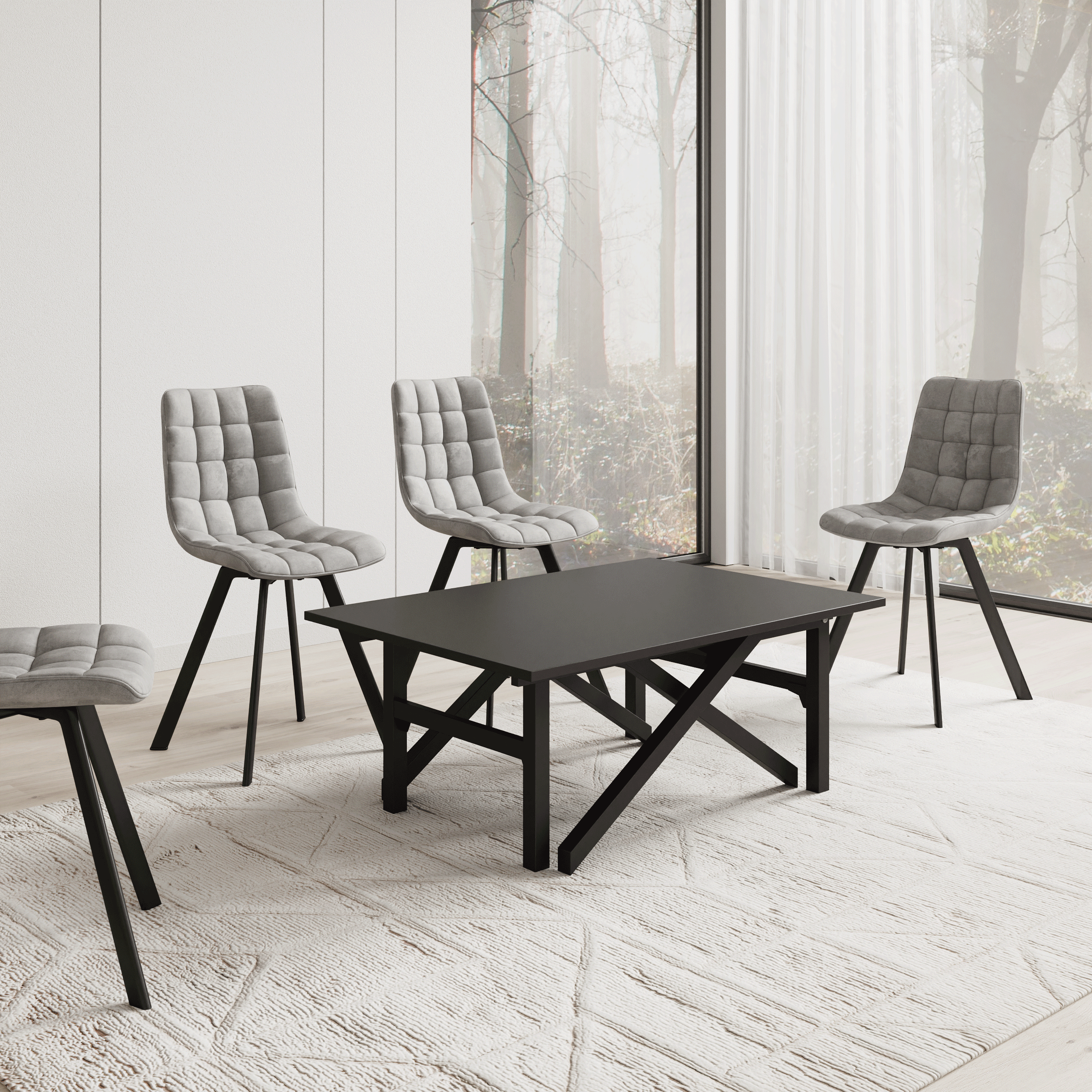 Xalir - Salontafel uitschuifbaar tot eettafel - Zwart  - 100x70x40 cm