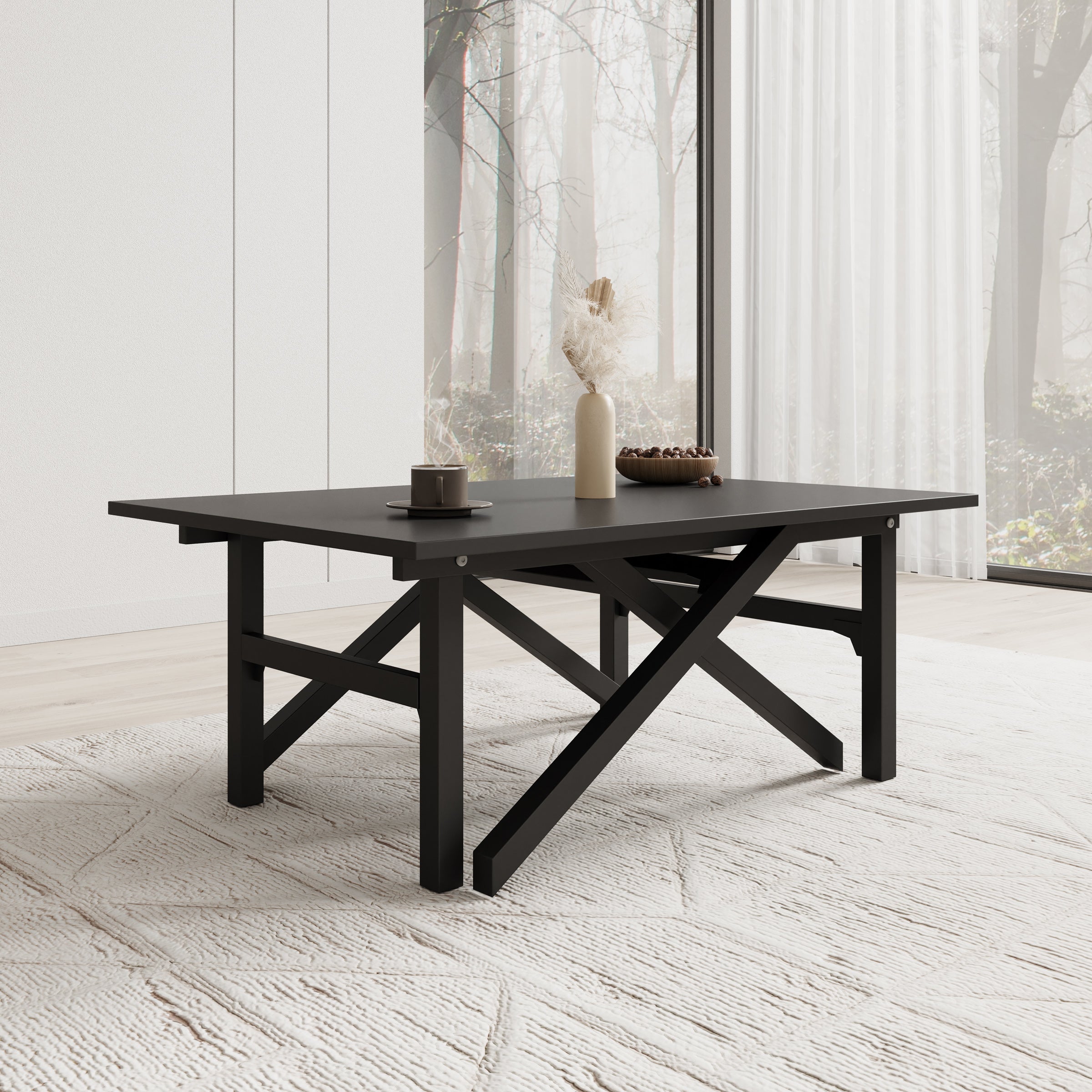Xalir - Salontafel uitschuifbaar tot eettafel - Zwart  - 100x70x40 cm