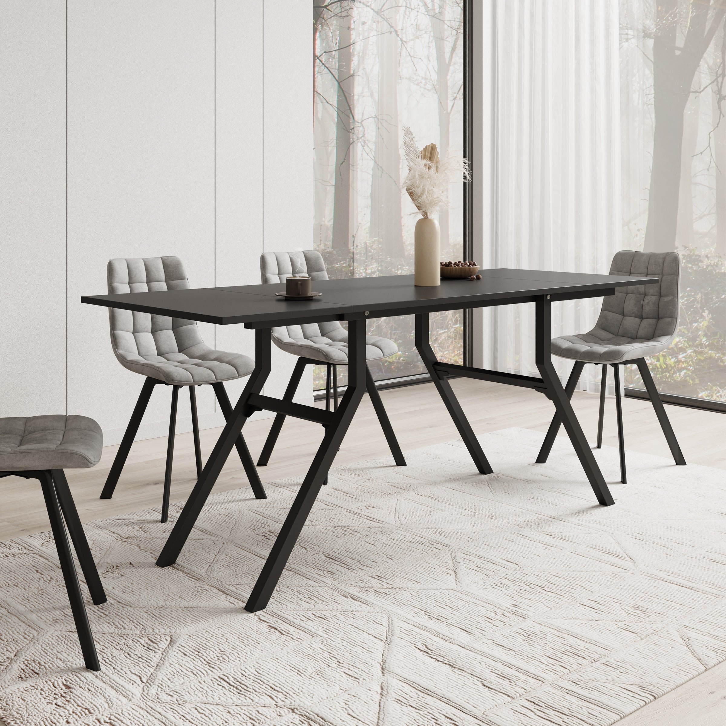 Xalir - Salontafel uitschuifbaar tot eettafel - Zwart  - 100x70x40 cm