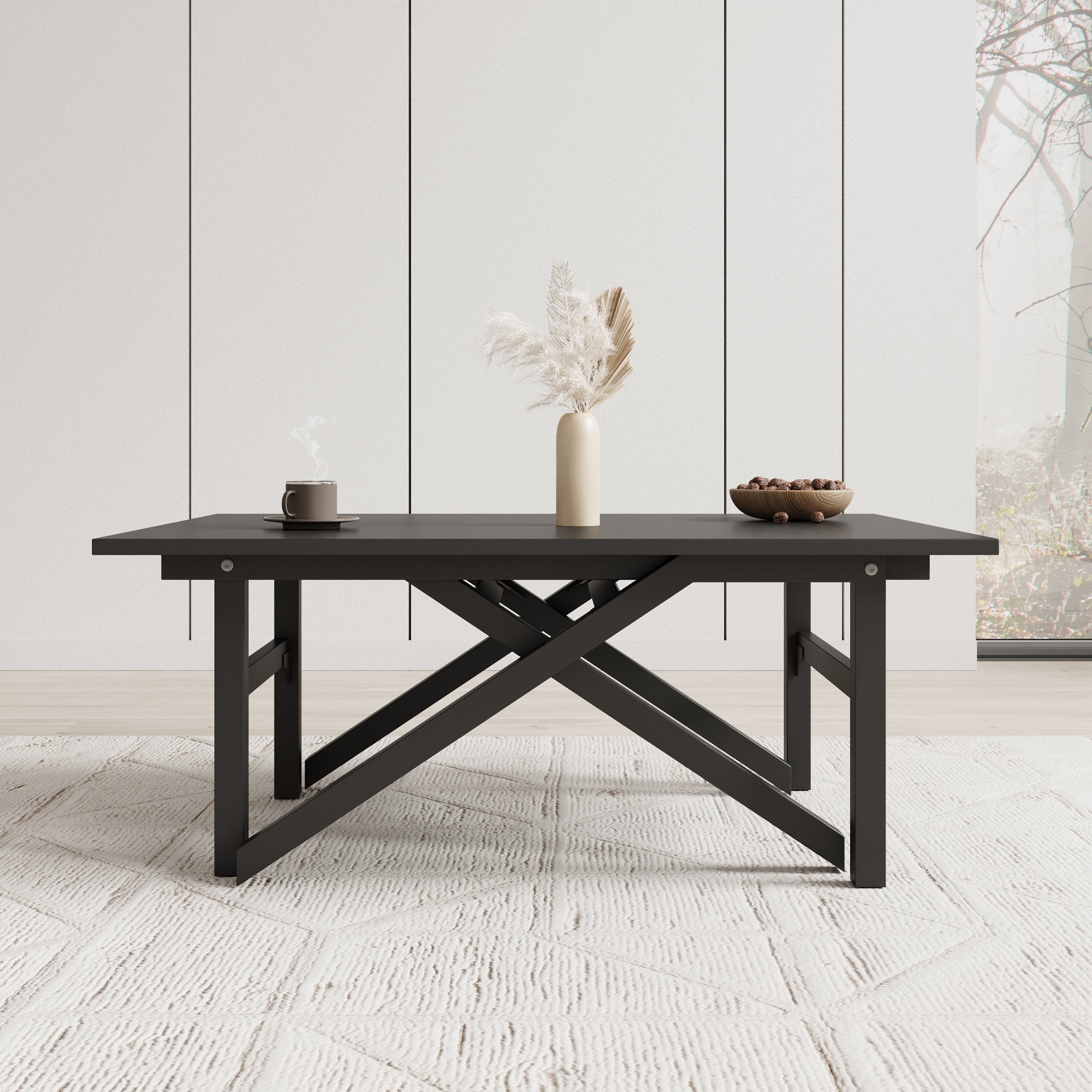 Xalir - Salontafel uitschuifbaar tot eettafel - Zwart  - 100x70x40 cm