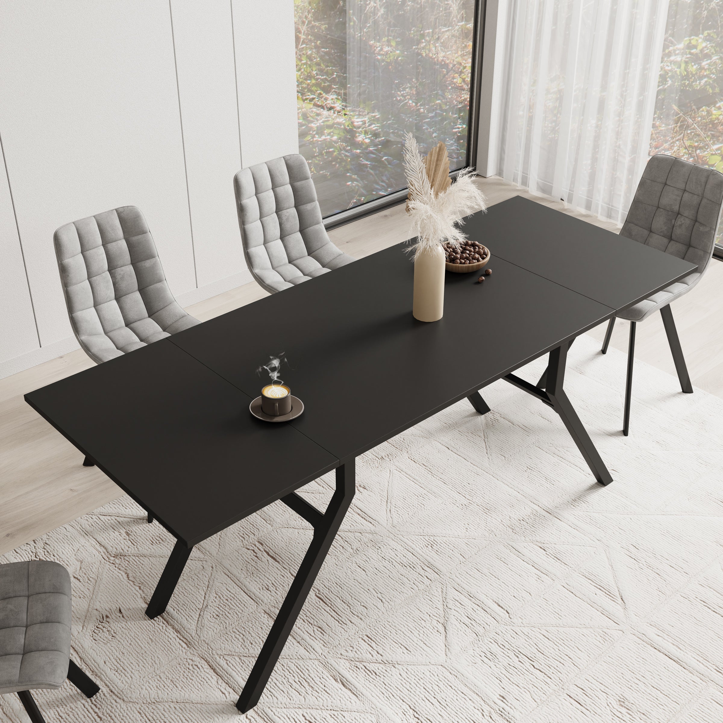 Xalir - Salontafel uitschuifbaar tot eettafel - Zwart  - 100x70x40 cm