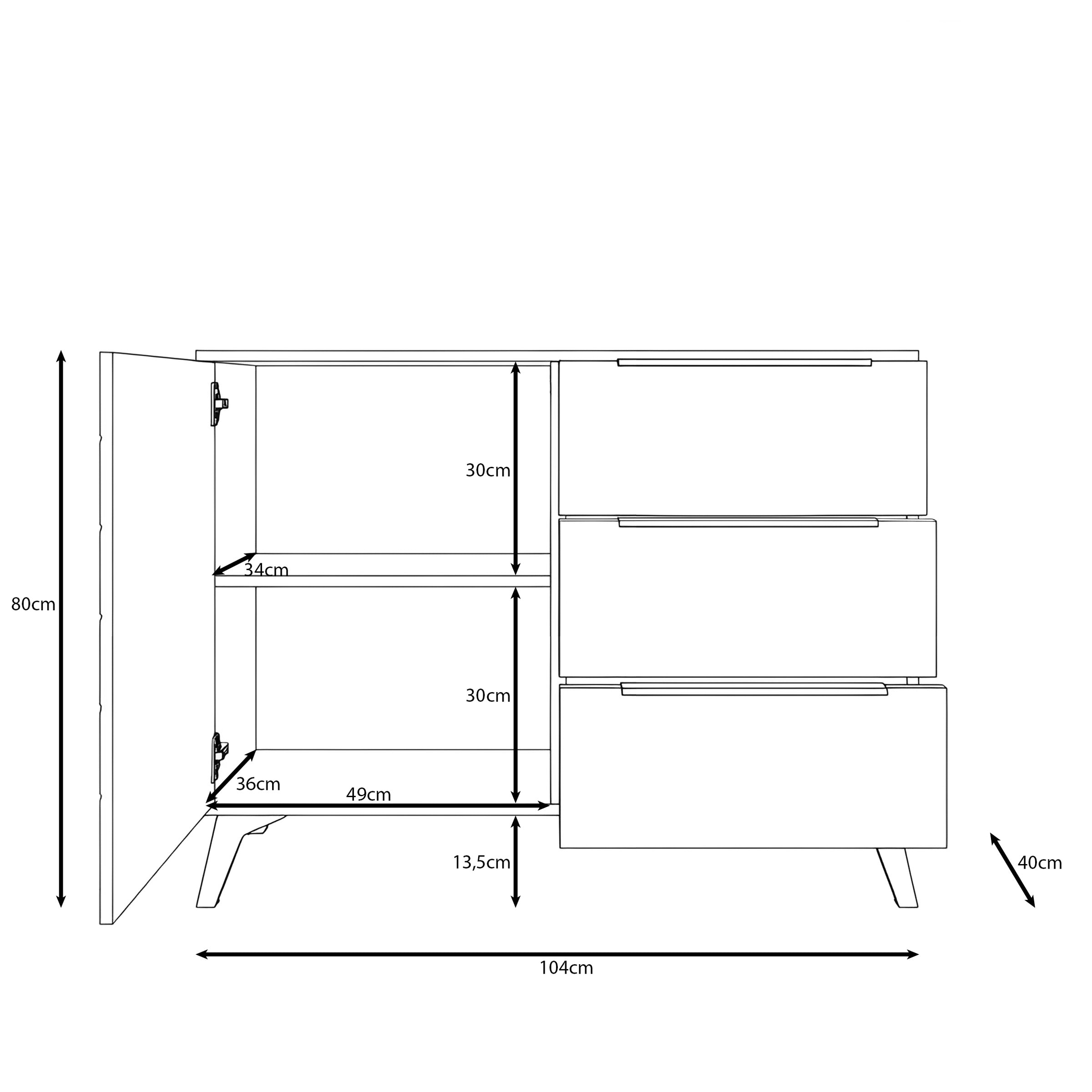 Xiano - Dressoir - Beige - 104x40x80 cm