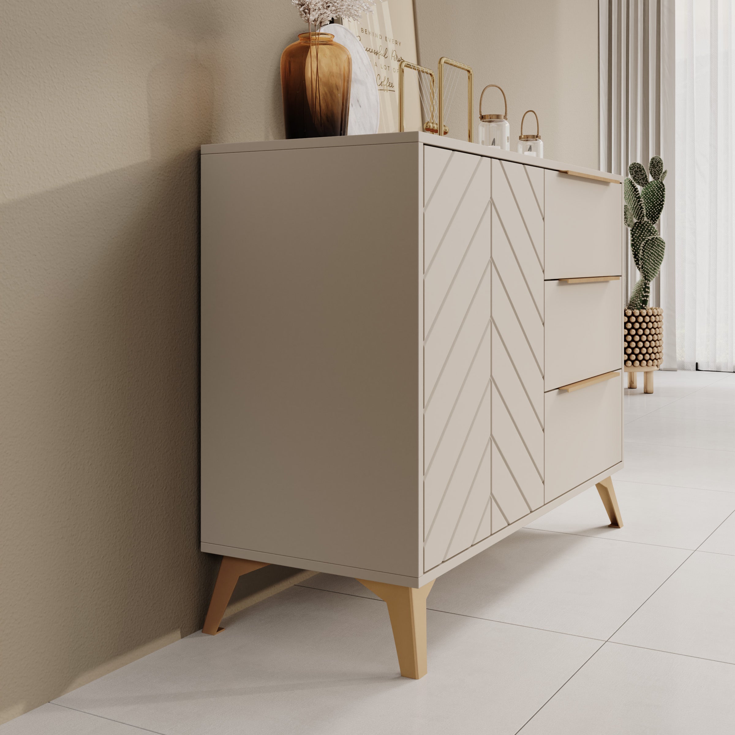 Xiano - Dressoir - Beige - 104x40x80 cm