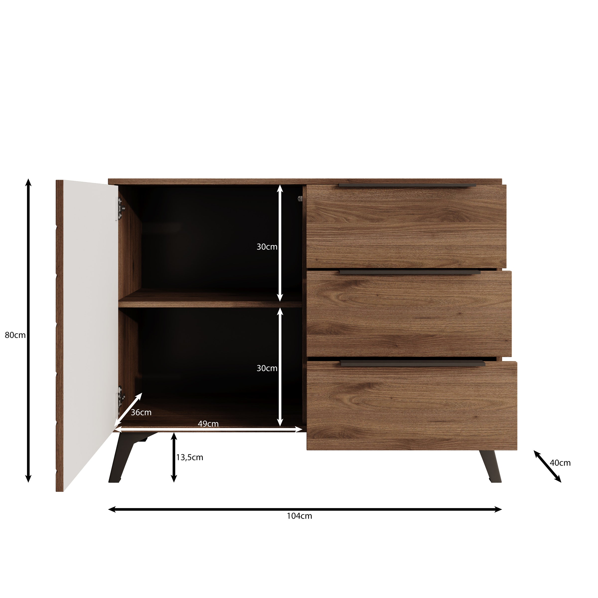 Xiano - Dressoir - Donker eikenpatroon - 104x40x80 cm