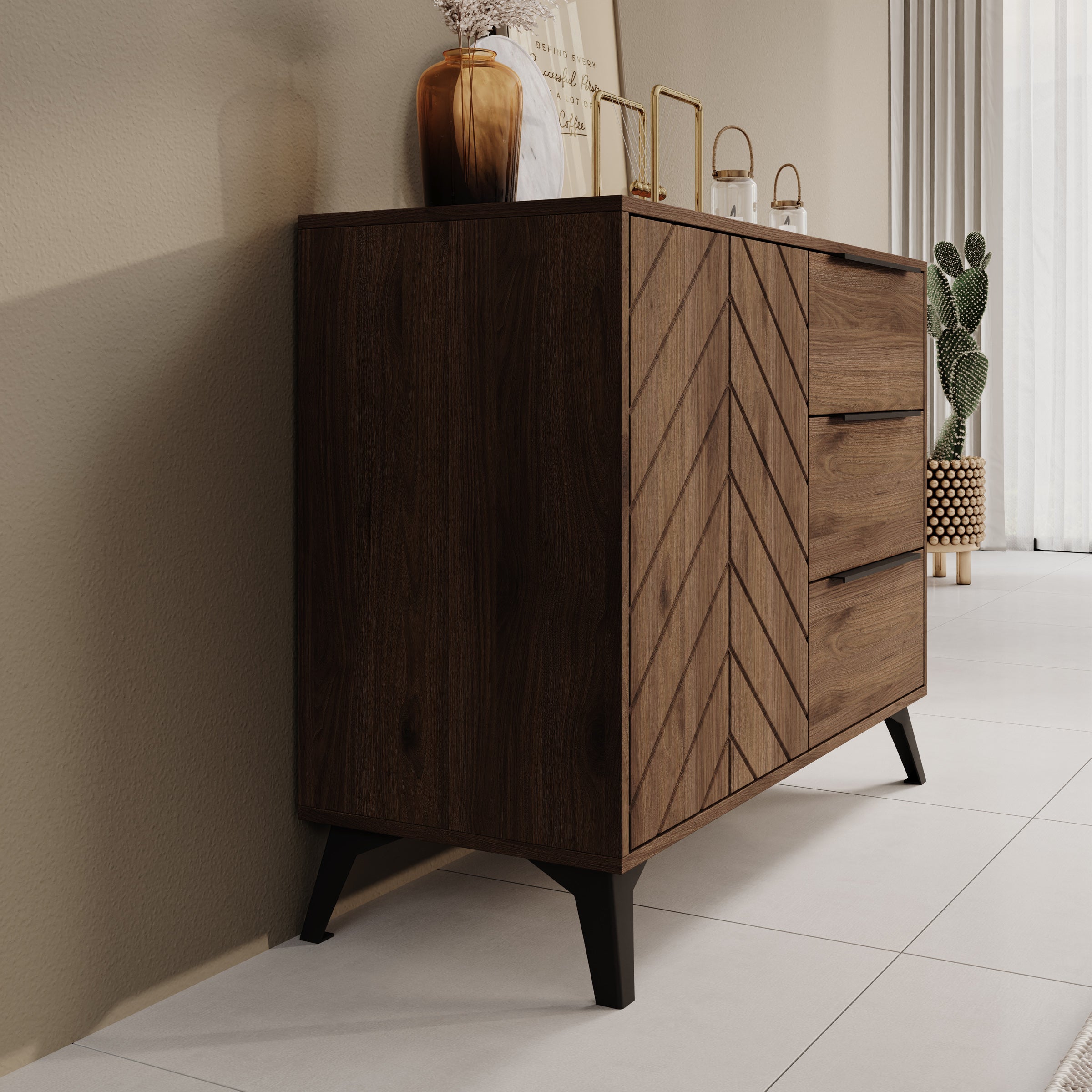 Xiano - Dressoir - Donker eikenpatroon - 104x40x80 cm